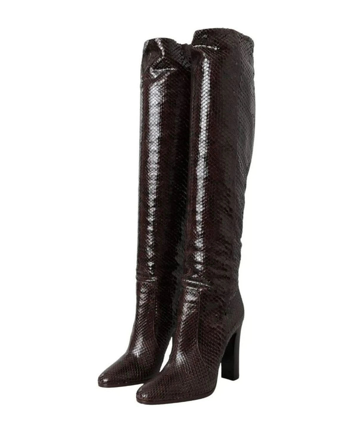 Dolce & Gabbana Brown Exotic Leather Heels High Boots Shoes Boots
