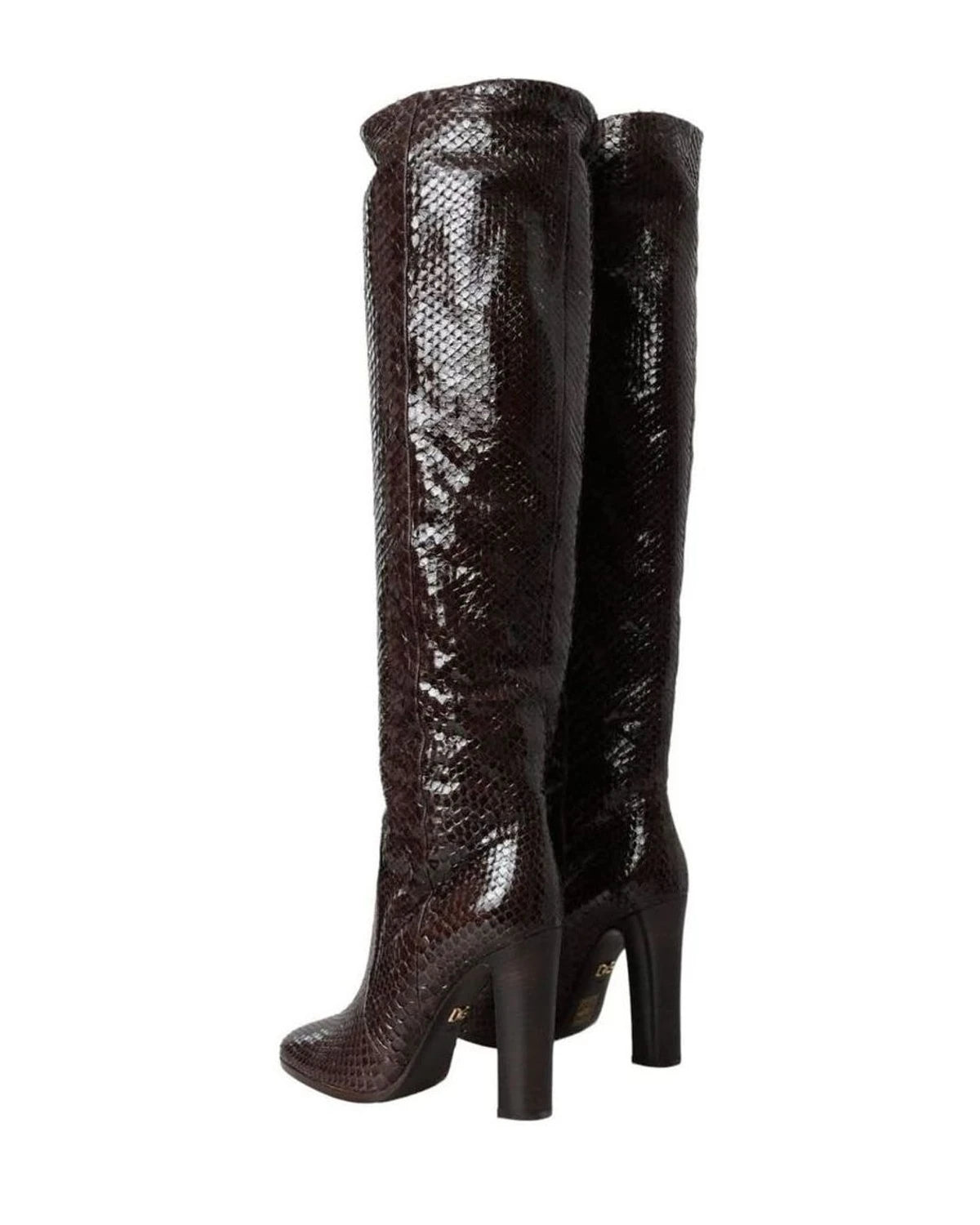 Dolce & Gabbana Brown Exotic Leather Heels High Boots Shoes Boots