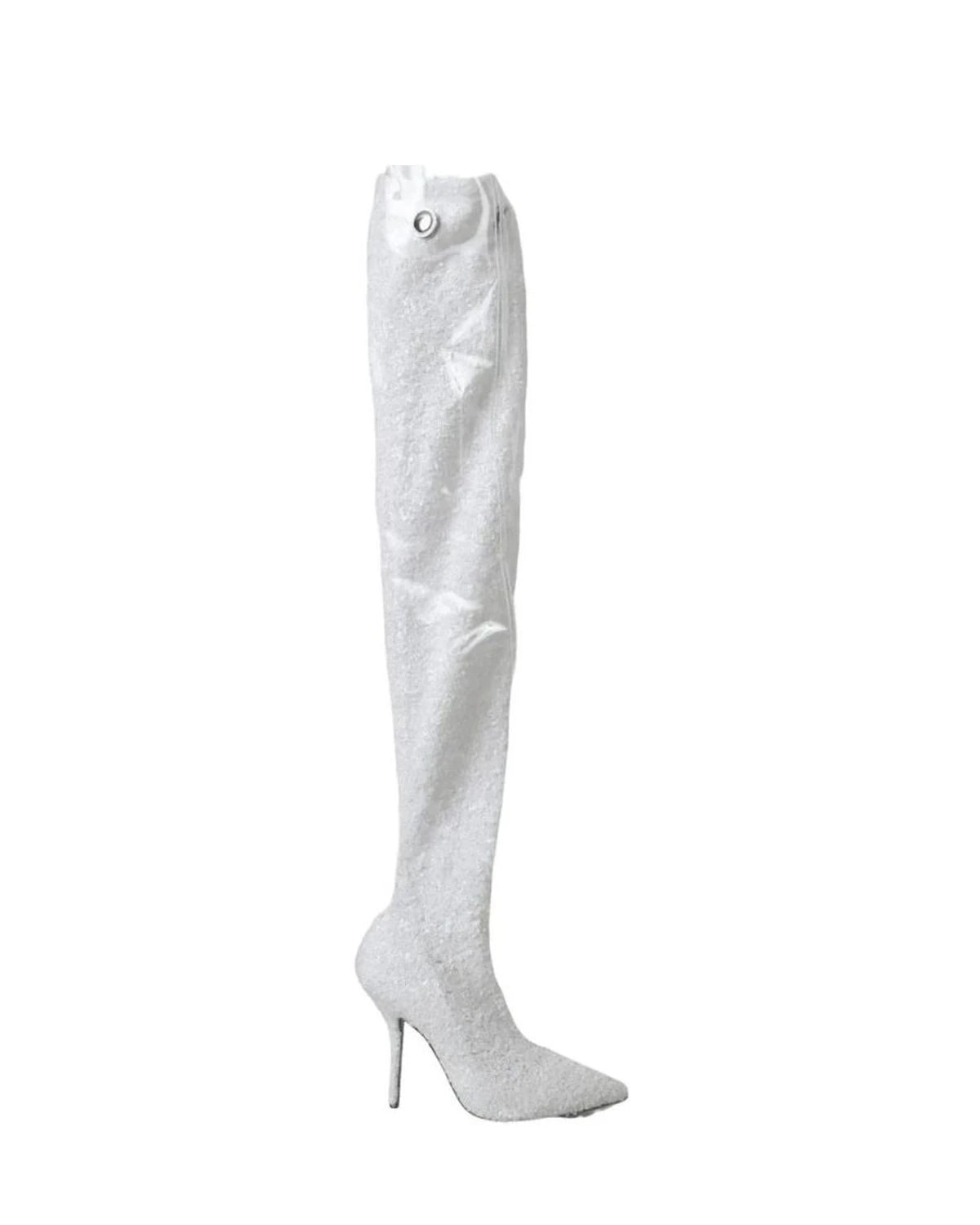 Dolce & Gabbana White Heels Stiletto Knee High Boots Shoes