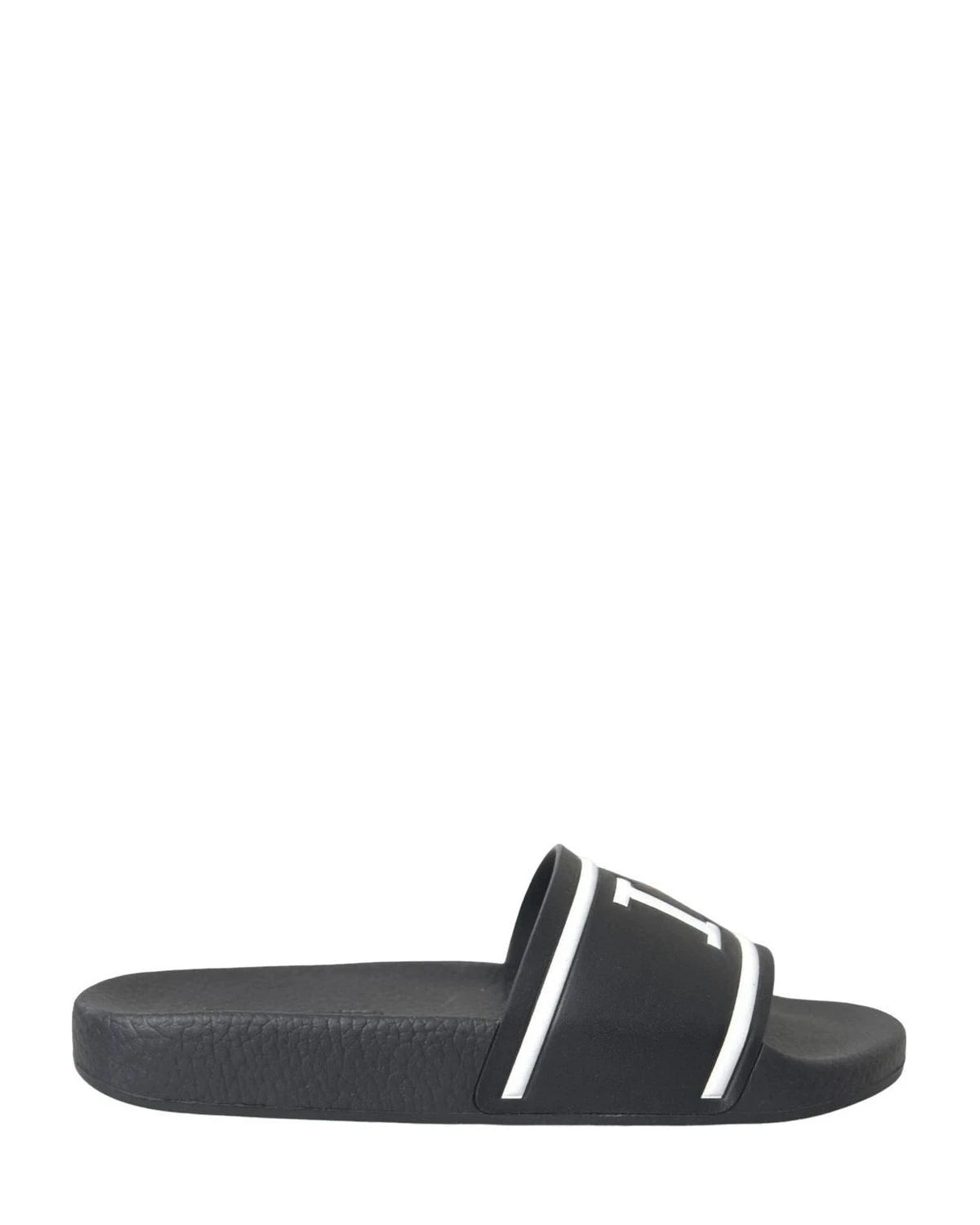 Dolce & Gabbana Black Leather I Love Dg Sandals Slides Shoes Flats