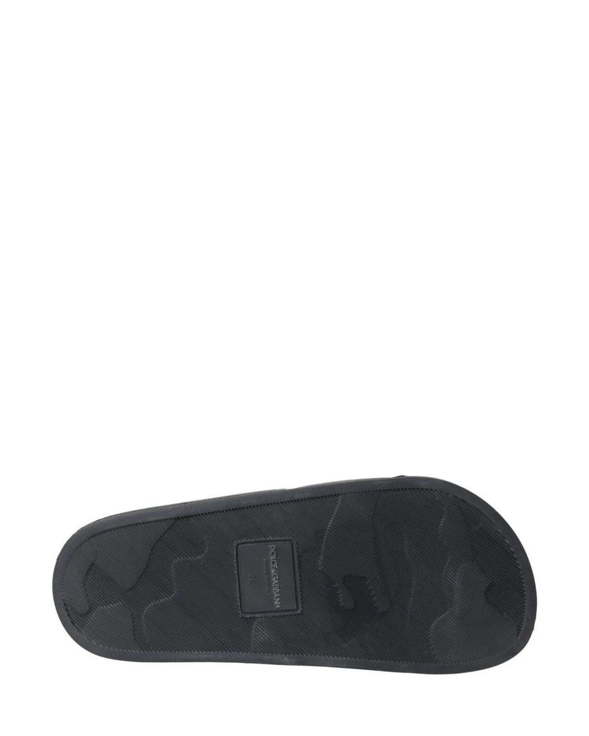 Dolce & Gabbana Black Leather I Love Dg Sandals Slides Shoes Flats
