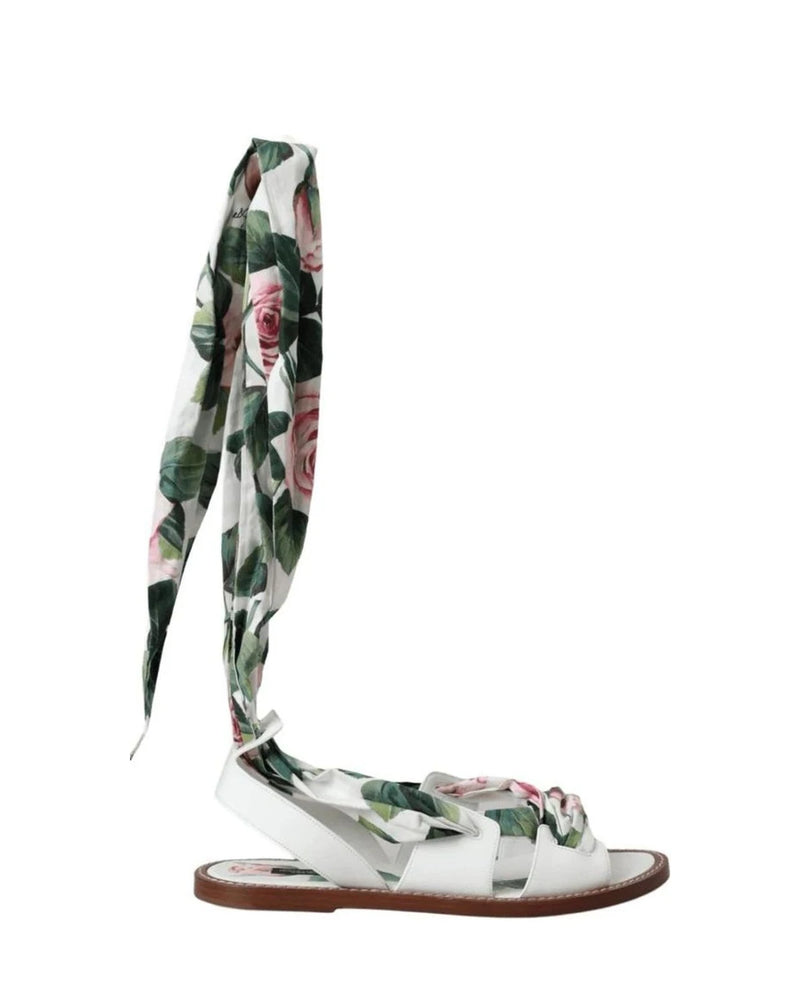 Dolce & Gabbana Multicolor Floral Print Ankle Wrap Sandals Shoes Sandals