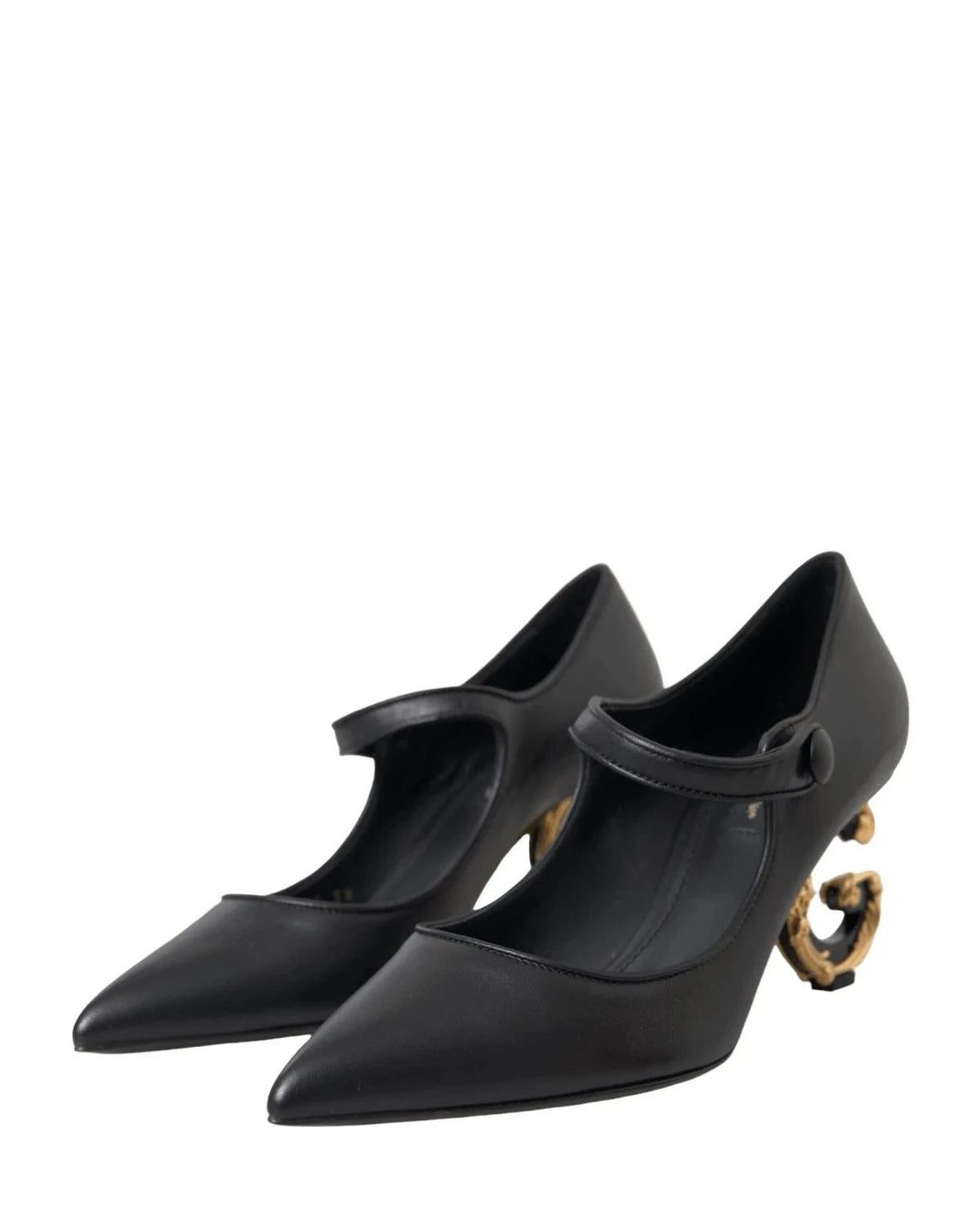 Dolce & Gabbana Black Leather Logo Heels Mary Janes Pumps Shoes Glam Steals