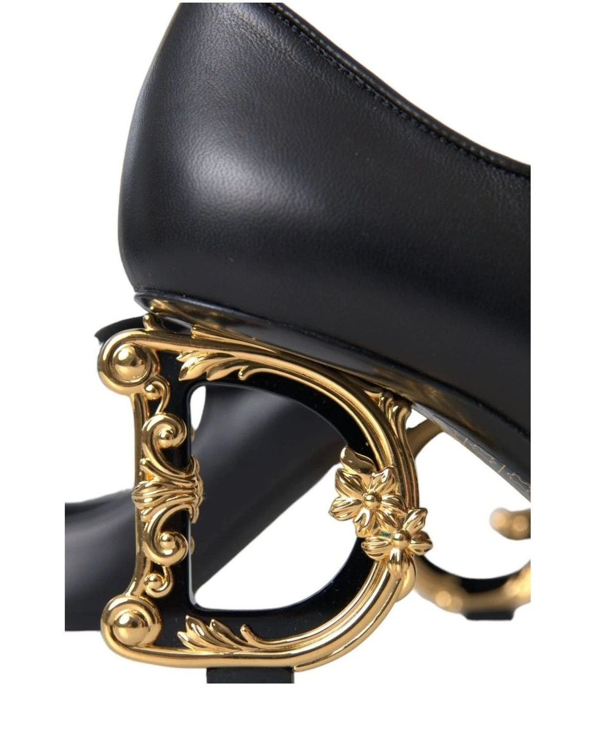 Dolce & Gabbana Black Leather Logo Heels Mary Janes Pumps Shoes Heels