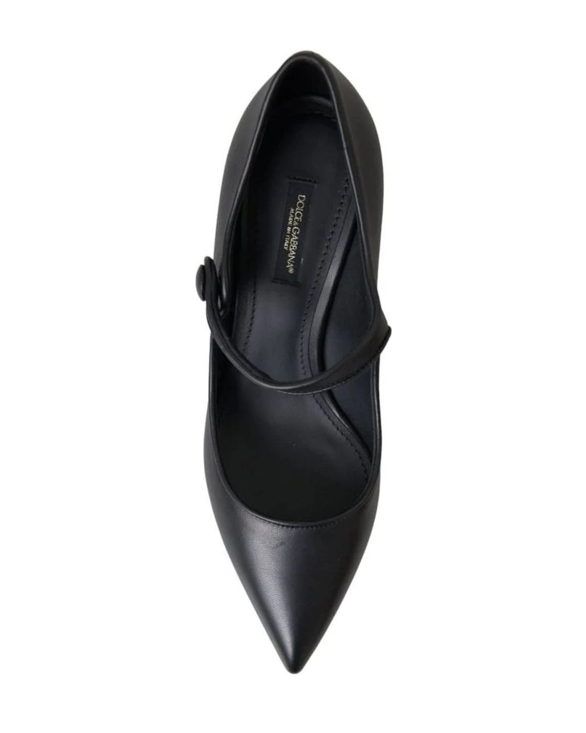Dolce & Gabbana Black Leather Logo Heels Mary Janes Pumps Shoes Heels