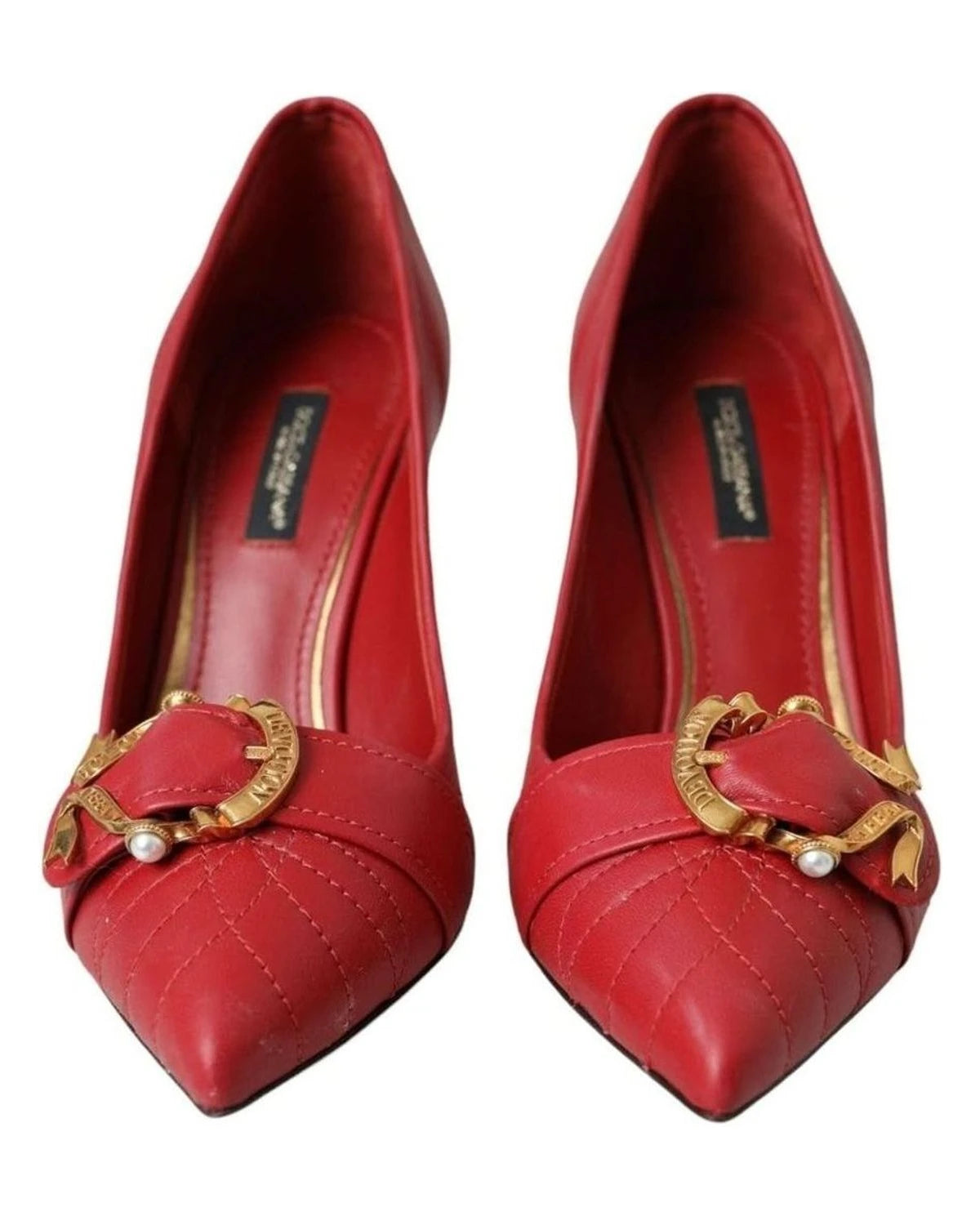 Dolce & Gabbana Red Devotion Leather Heels Pumps Shoes Heels