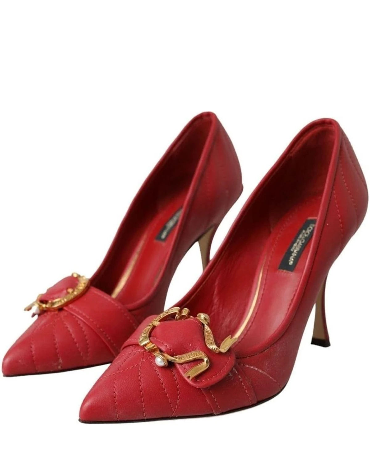 Dolce & Gabbana Red Devotion Leather Heels Pumps Shoes Heels