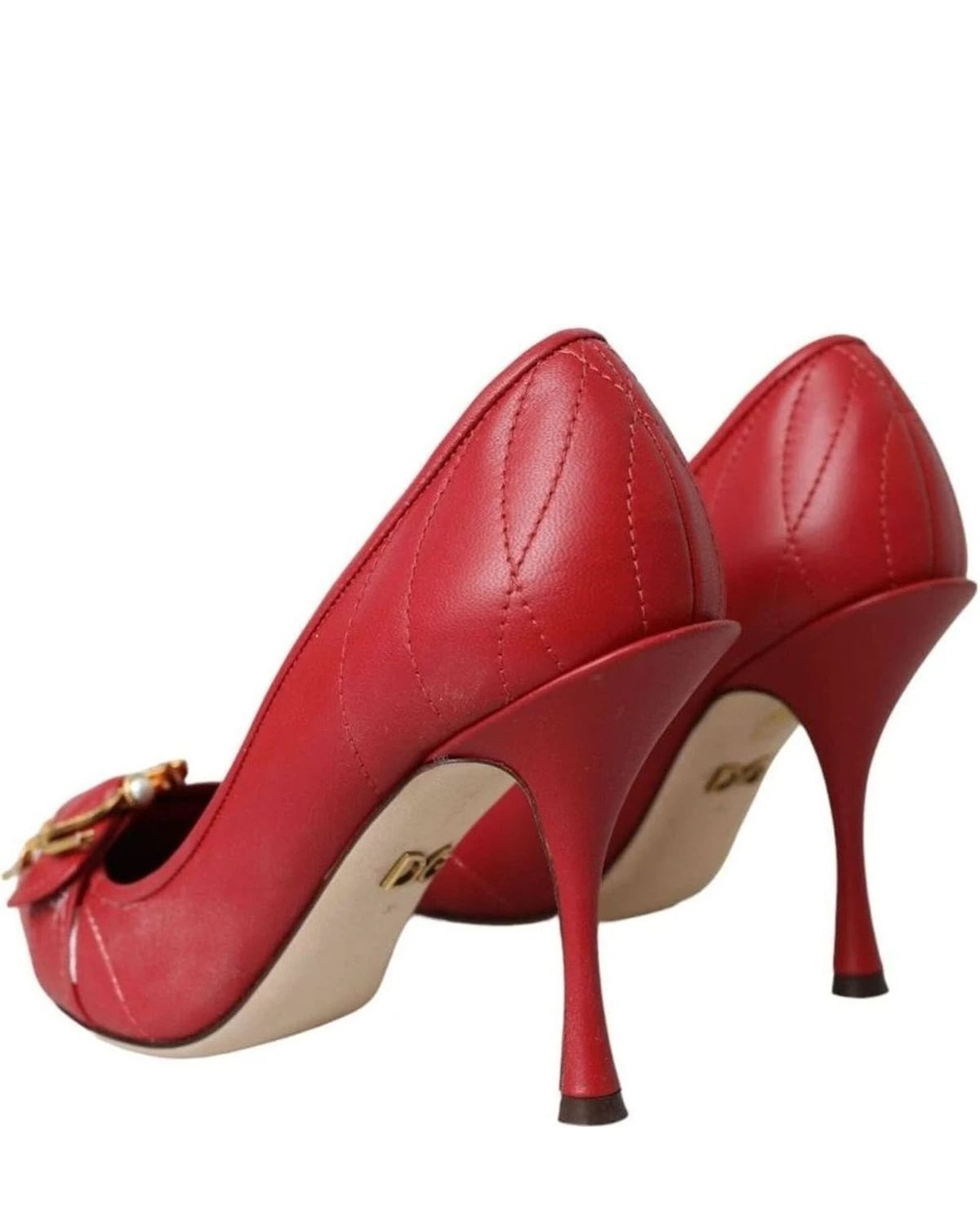 Dolce & Gabbana Red Devotion Leather Heels Pumps Shoes Heels