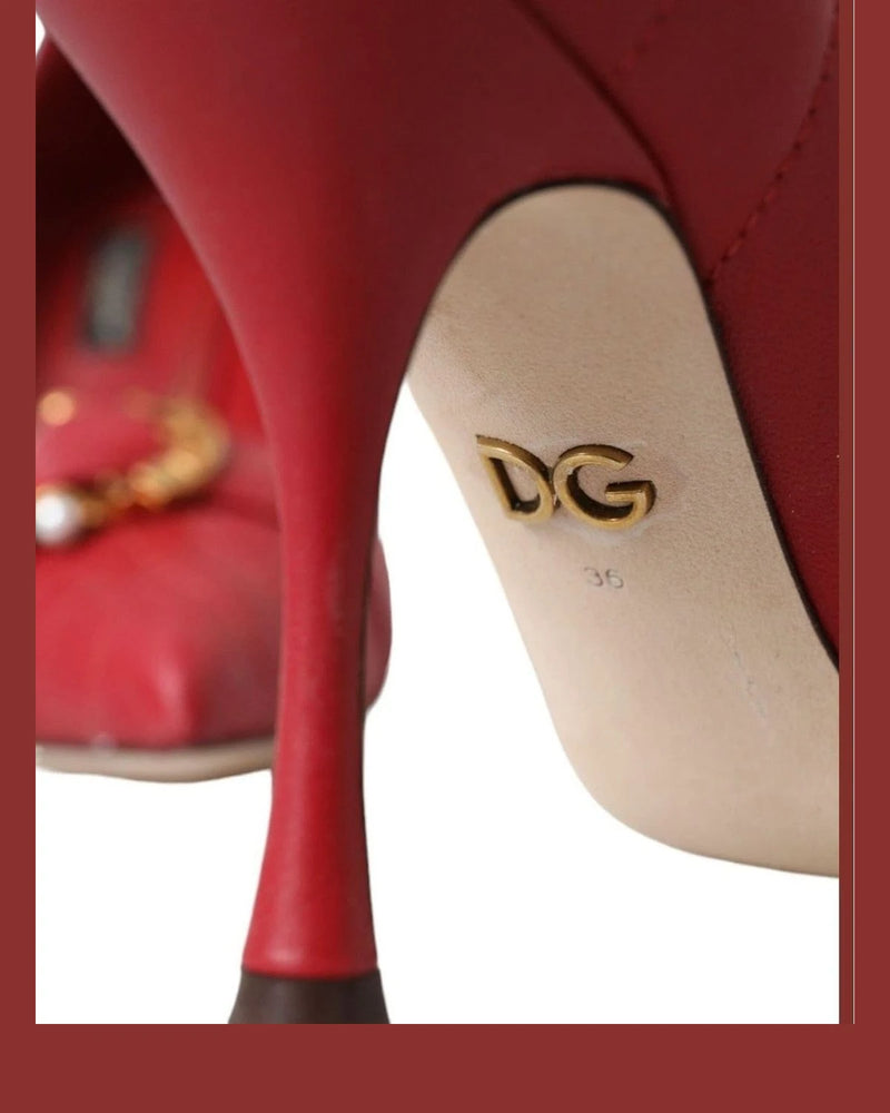 Dolce & Gabbana Red Devotion Leather Heels Pumps Shoes Heels