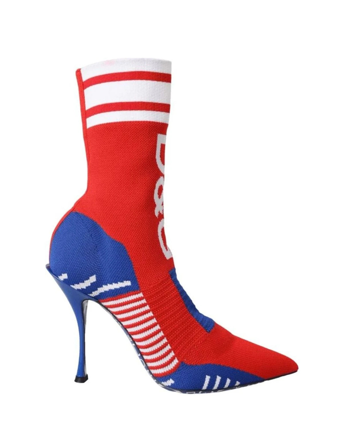 Dolce & Gabbana Red Blue Stretch Sock Style Ankle Boots Logo Shoes Glam Steals