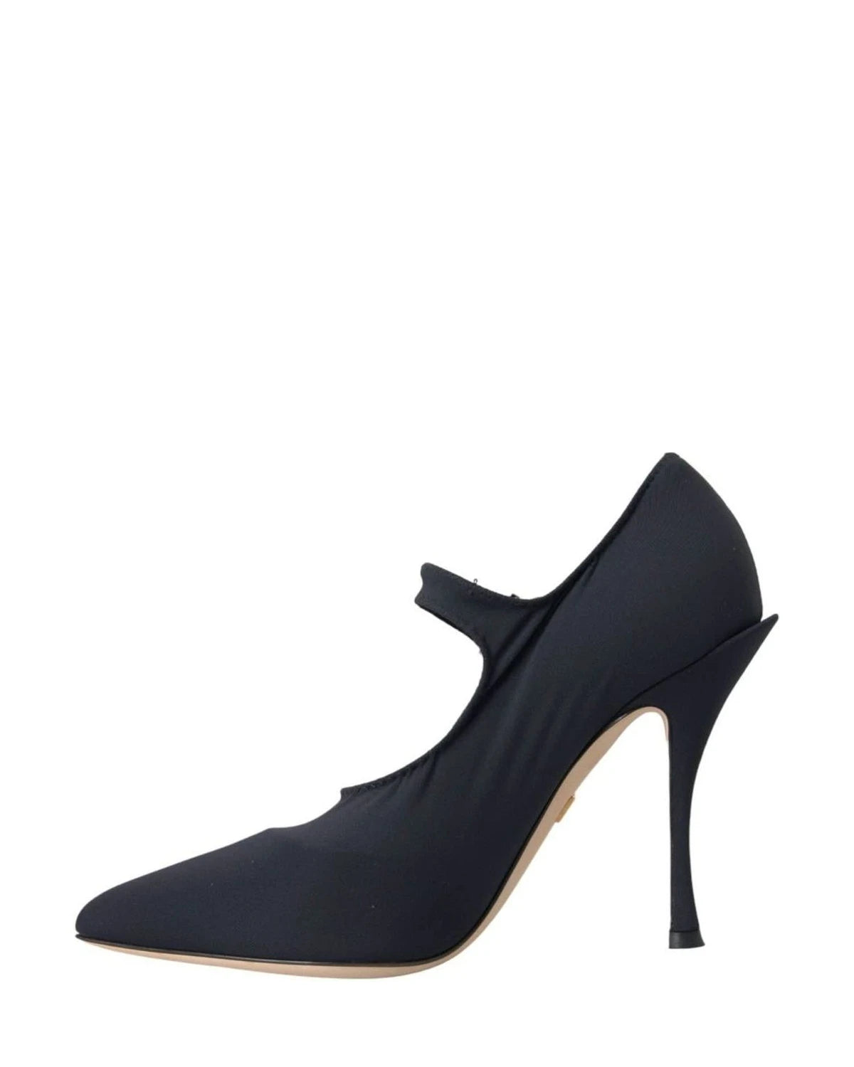 Dolce & Gabbana Black Mary Jane Jersey Crystal Pumps Shoes Heels