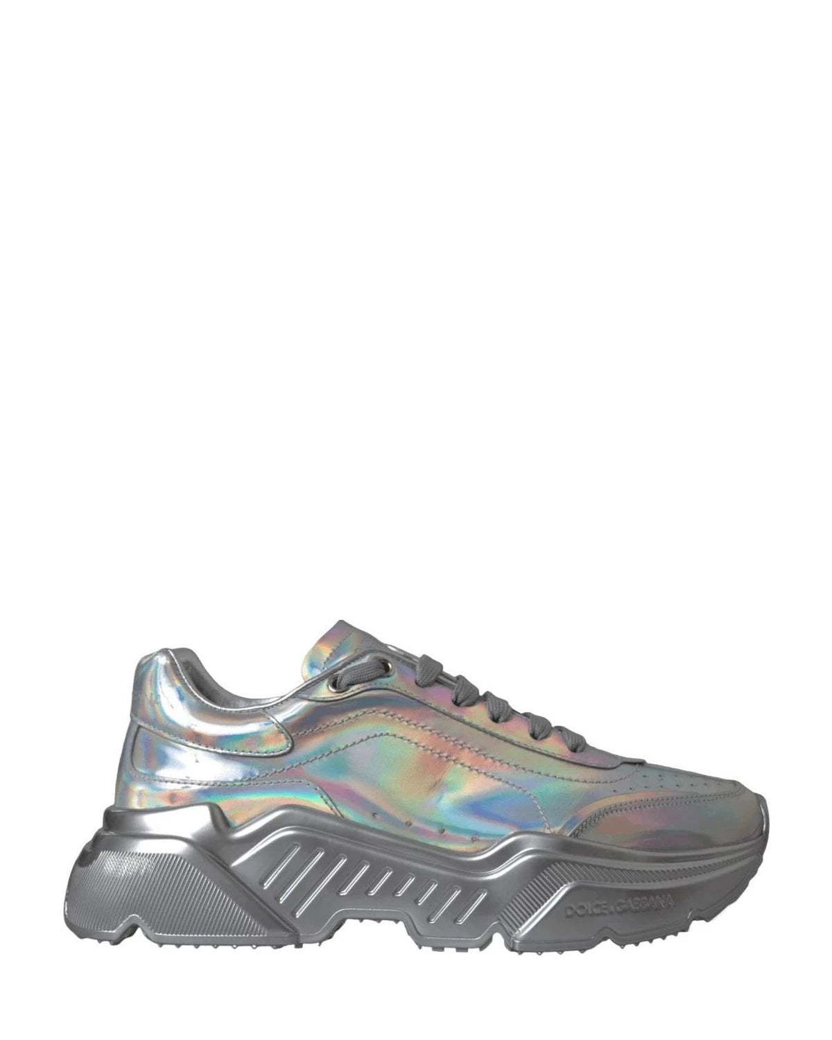 Dolce & Gabbana Silver Iridescent Daymaster Leather Sneakers Shoes Sneakers