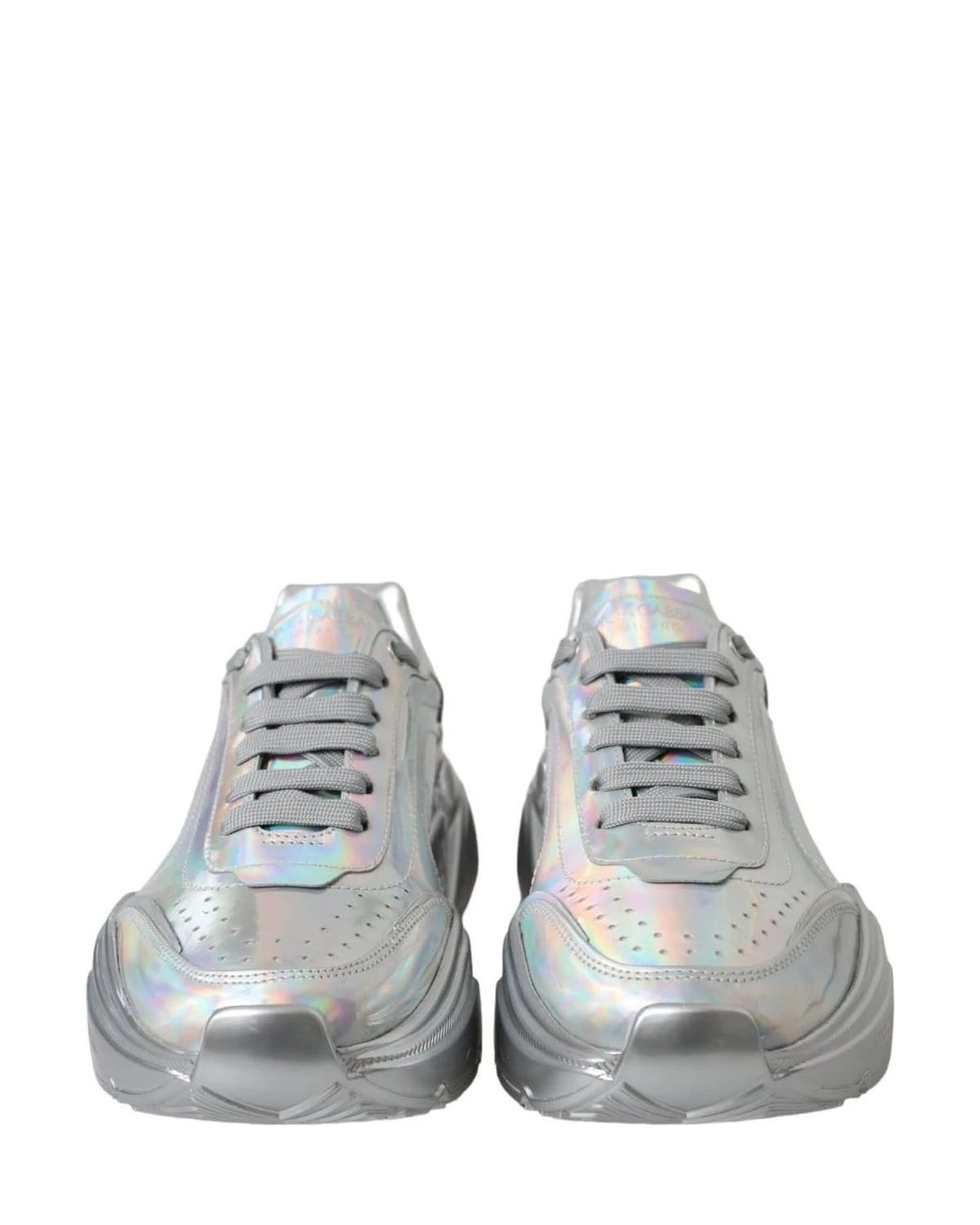 Dolce & Gabbana Silver Iridescent Daymaster Leather Sneakers Shoes Sneakers