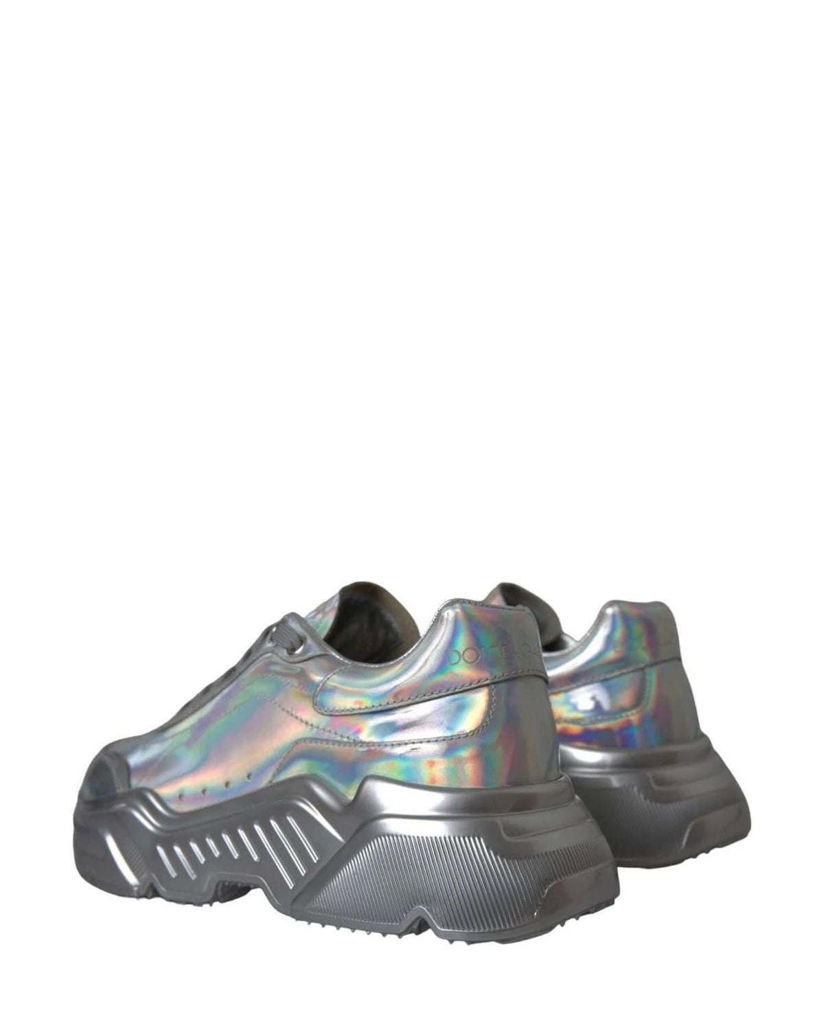 Dolce & Gabbana Silver Iridescent Daymaster Leather Sneakers Shoes Sneakers