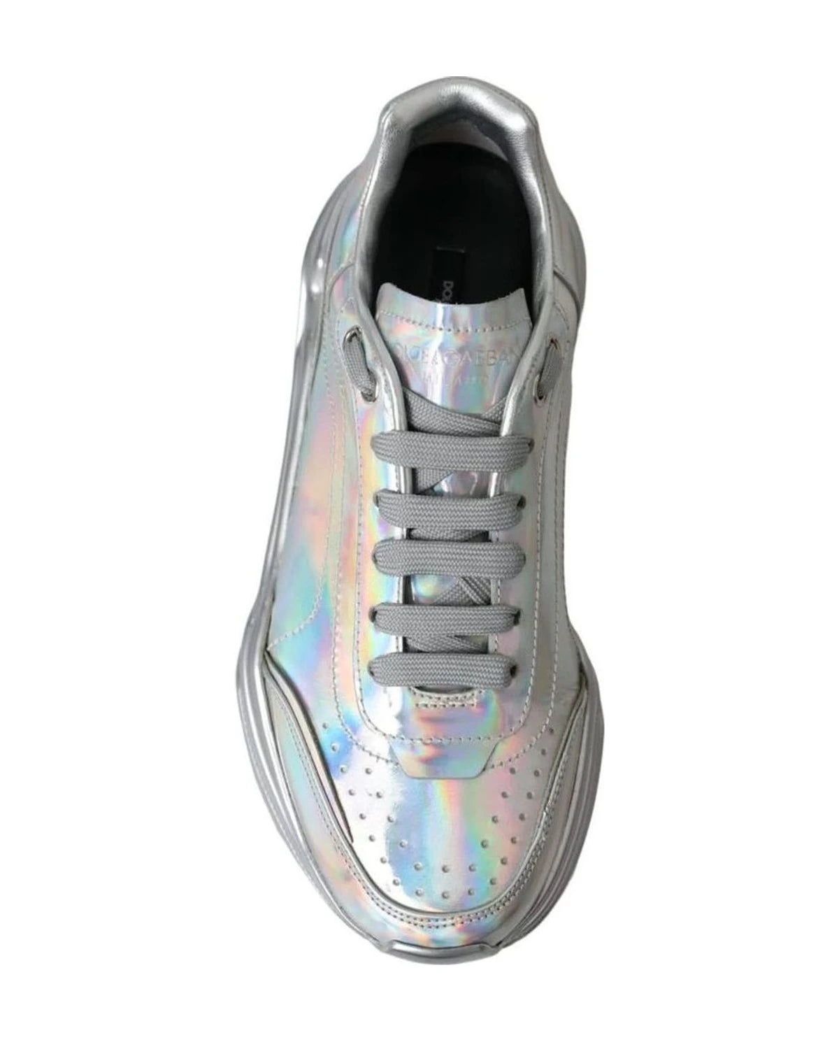 Dolce & Gabbana Silver Iridescent Daymaster Leather Sneakers Shoes Sneakers