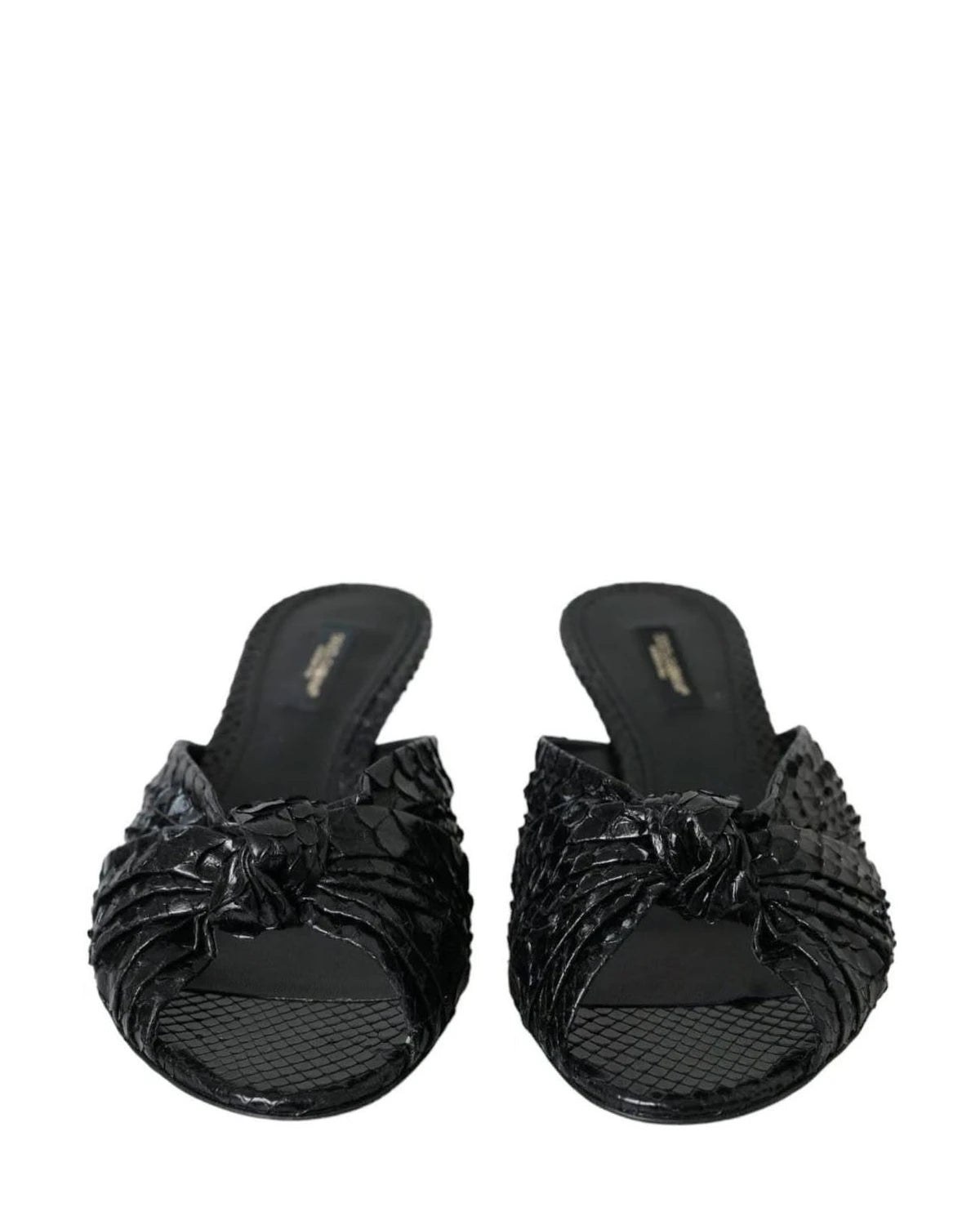 Dolce & Gabbana Black Exotic Leather Heels Slides Shoes Heels