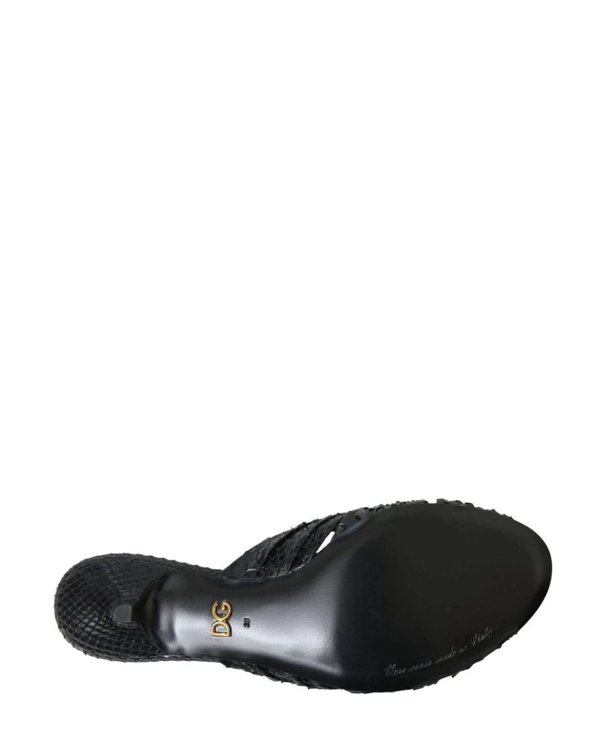 Dolce & Gabbana Black Exotic Leather Heels Slides Shoes Heels