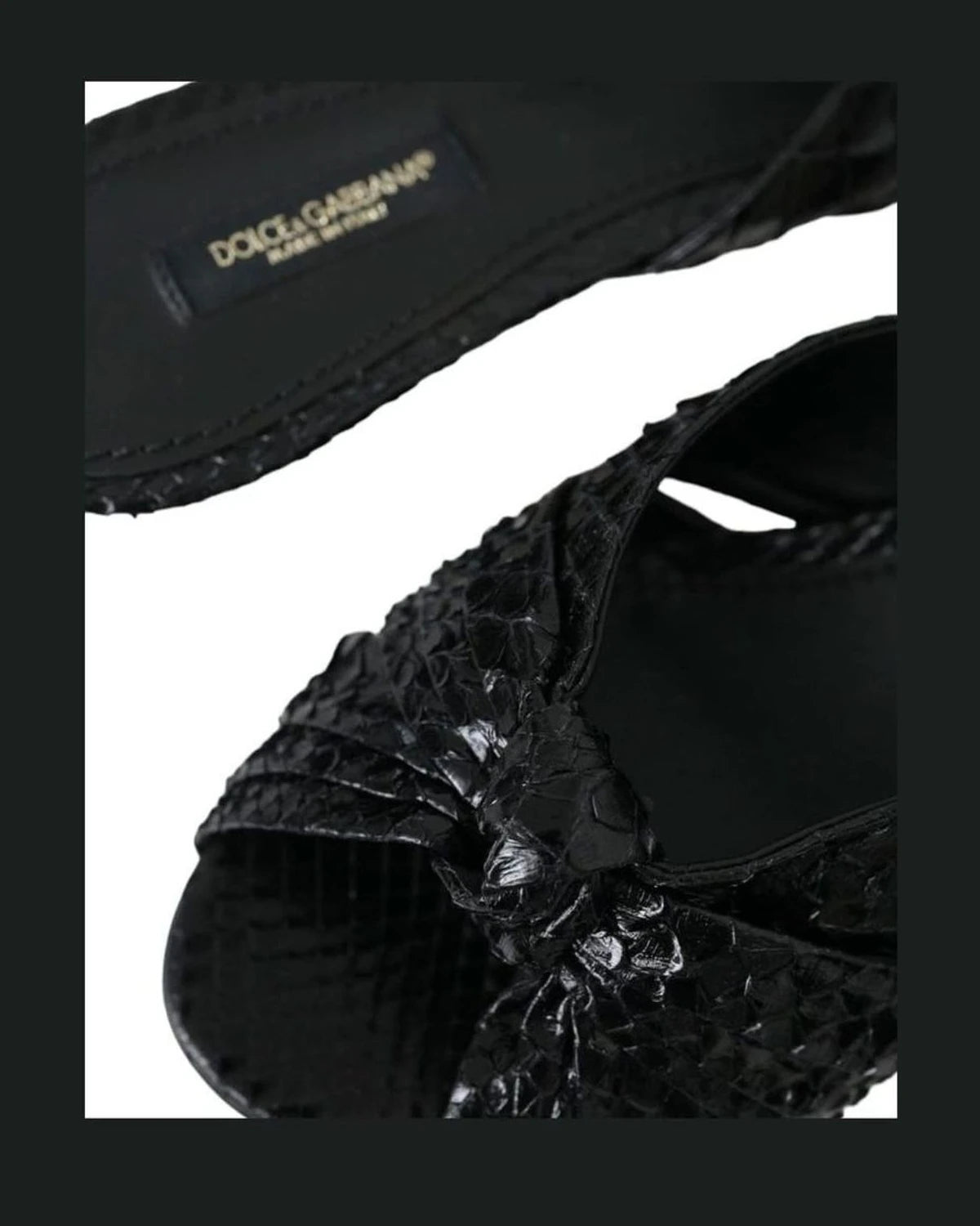 Dolce & Gabbana Black Exotic Leather Heels Slides Shoes Heels