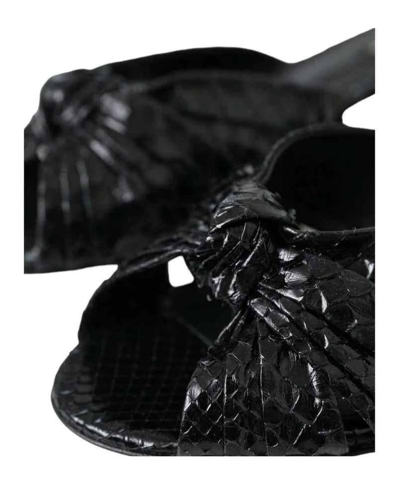 Dolce & Gabbana Black Exotic Leather Heels Slides Shoes Heels
