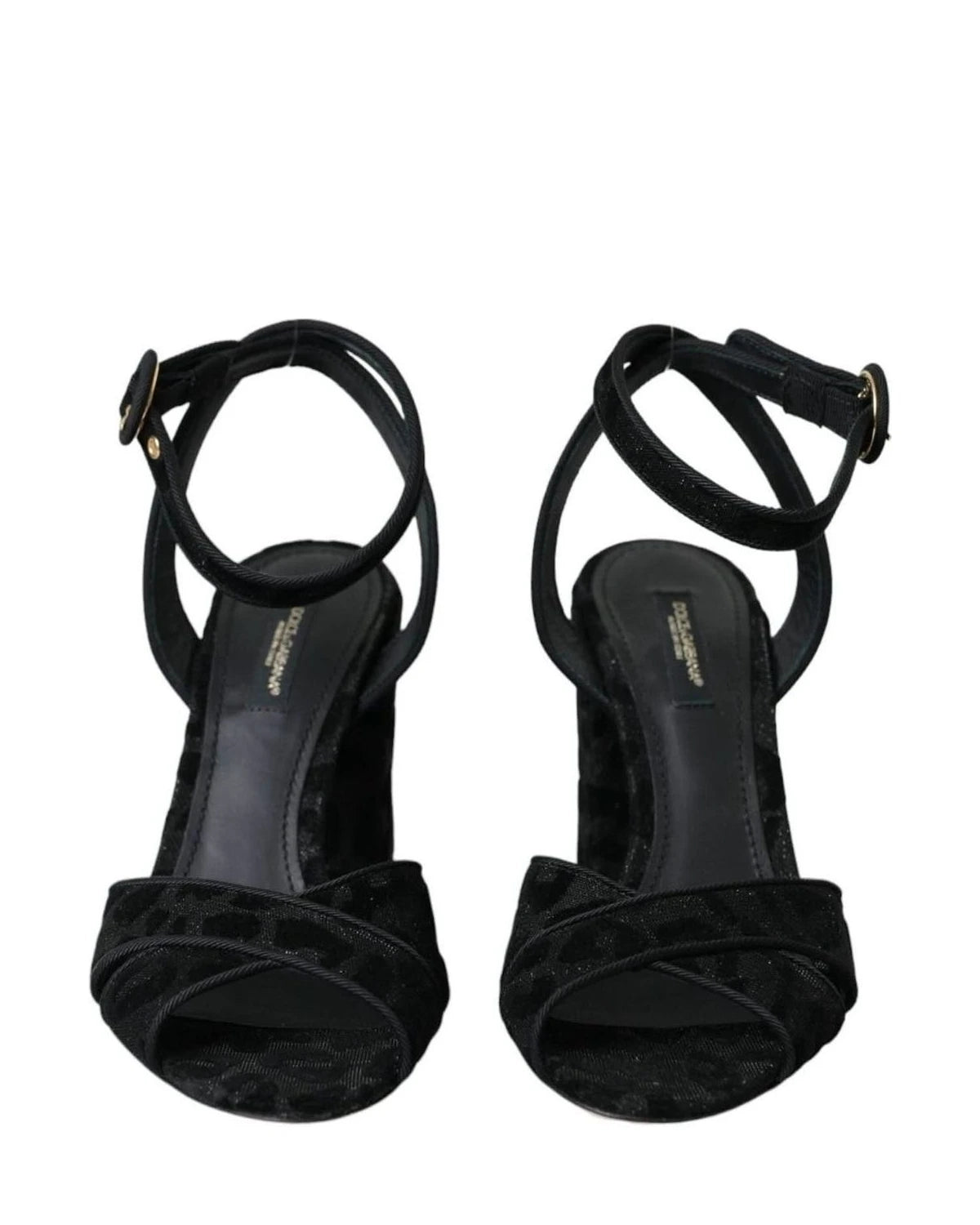 Dolce & Gabbana Black Leopard Suede Heels Sandals Shoes Heels