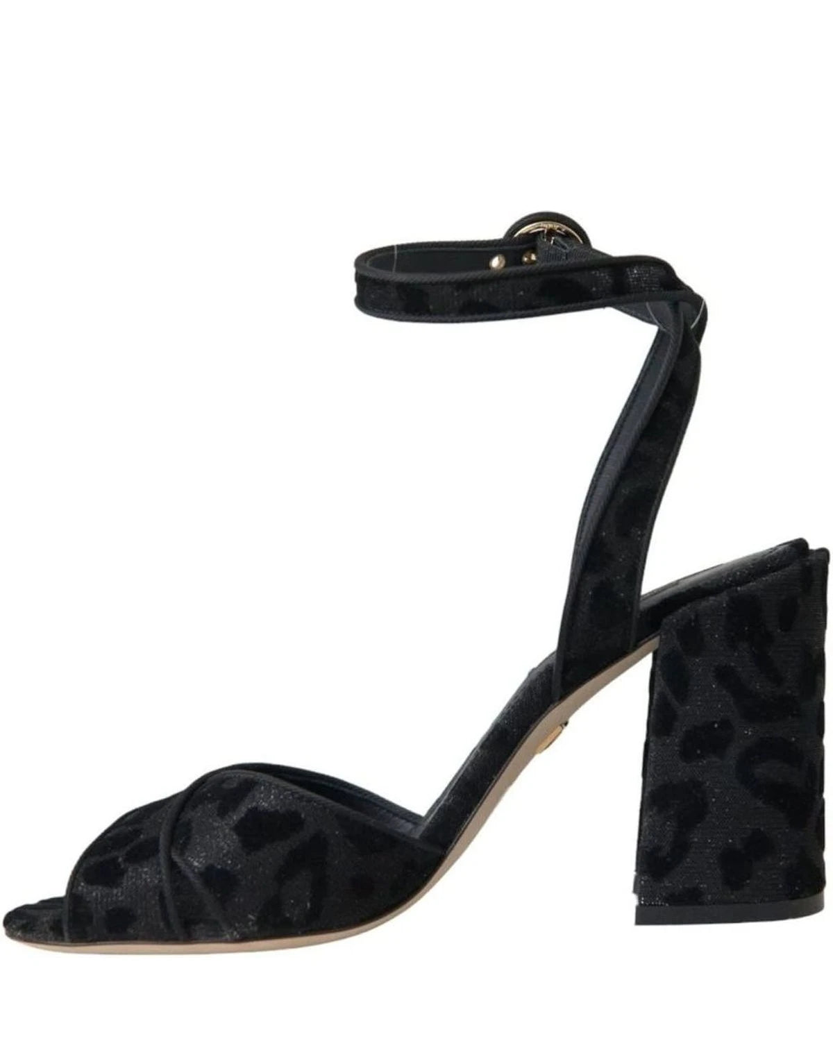 Dolce & Gabbana Black Leopard Suede Heels Sandals Shoes Heels