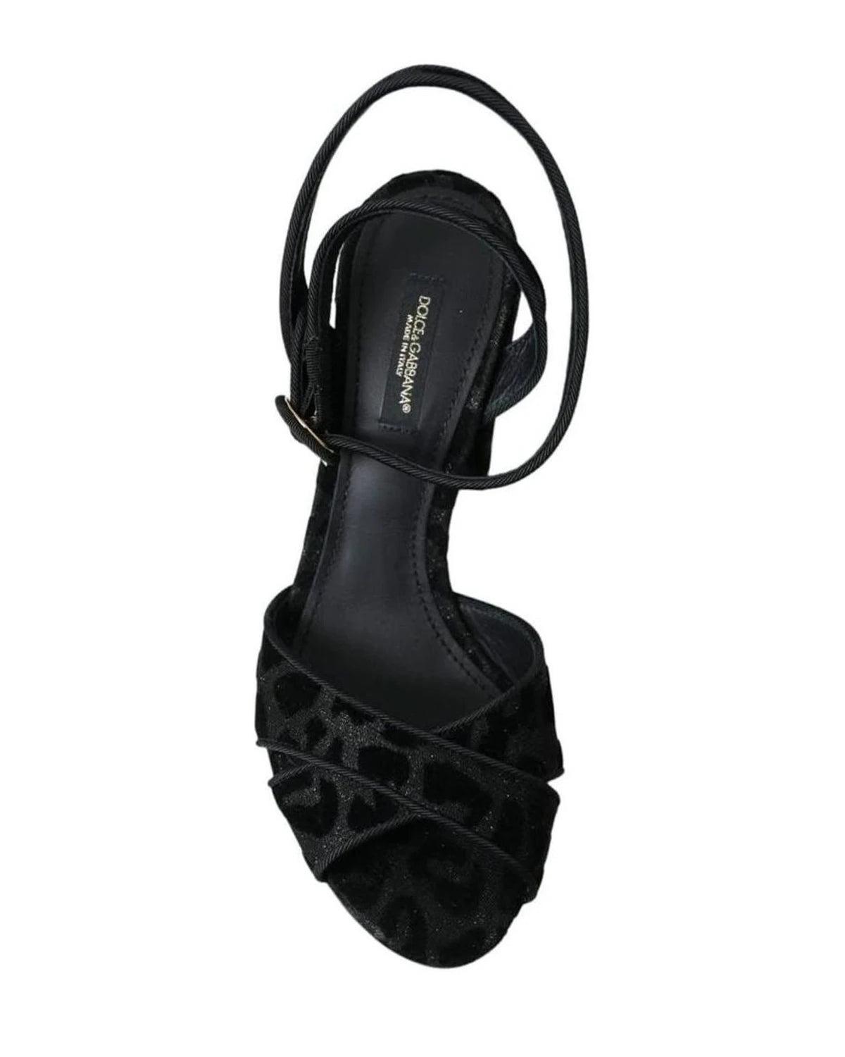 Dolce & Gabbana Black Leopard Suede Heels Sandals Shoes Heels