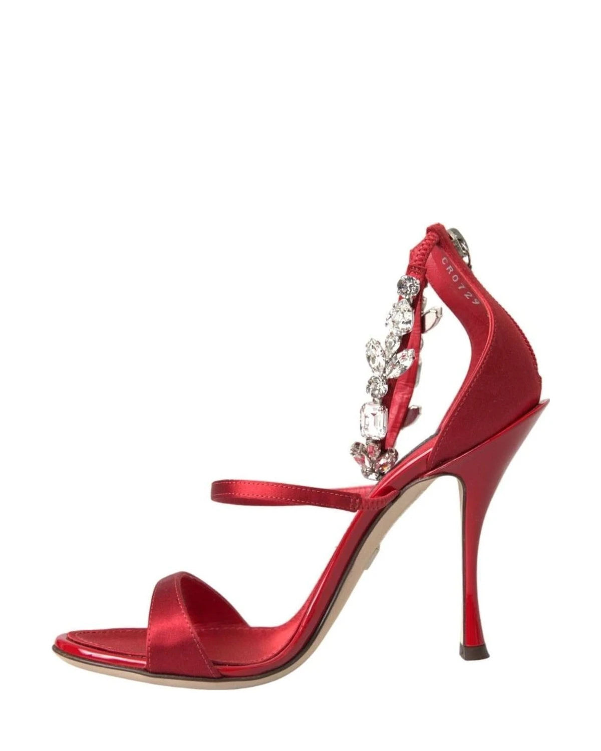 Dolce & Gabbana Red Keira Satin Crystals Sandals Heels Shoes Heels