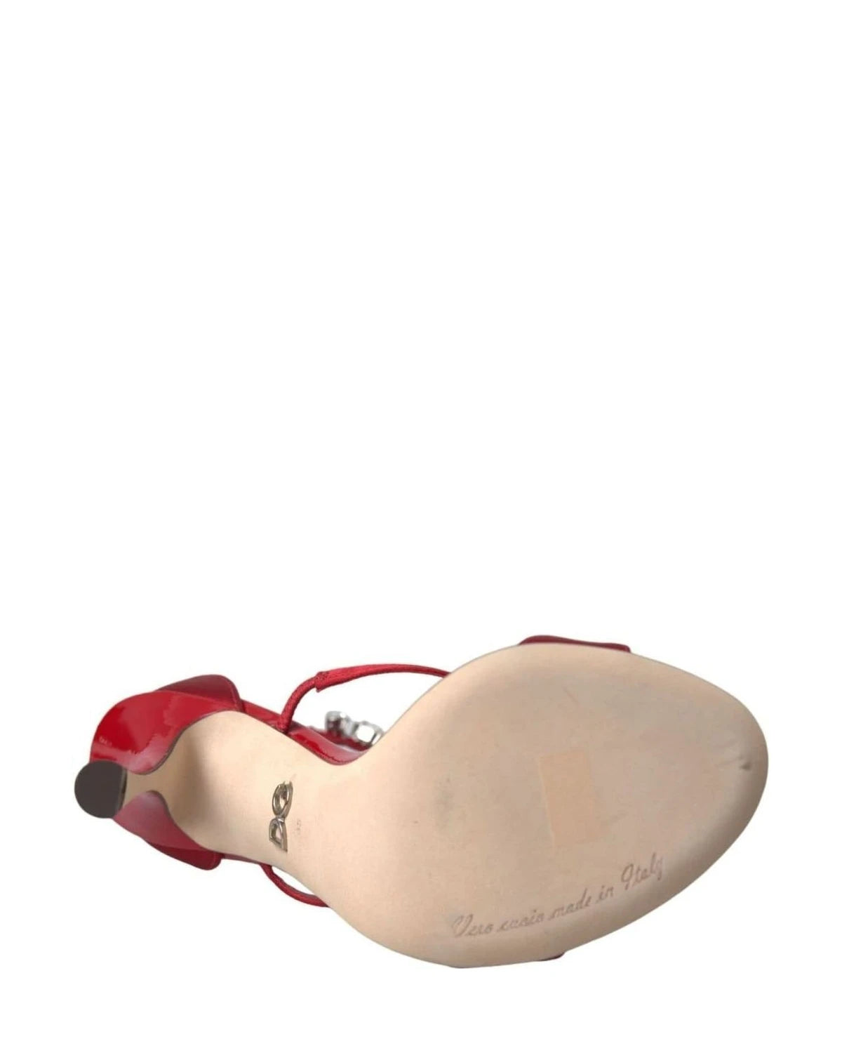 Dolce & Gabbana Red Keira Satin Crystals Sandals Heels Shoes Heels