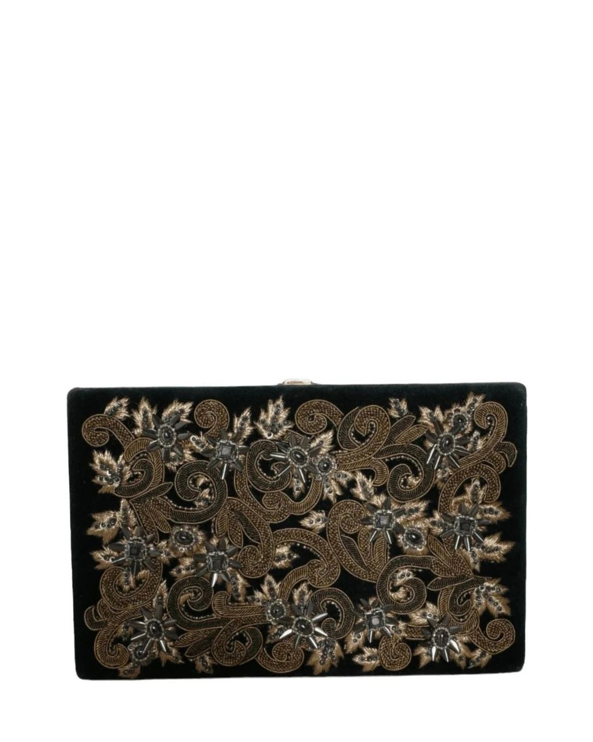 Dolce & Gabbana Black Velvet Frame Clutch Evening Party Purse Bag