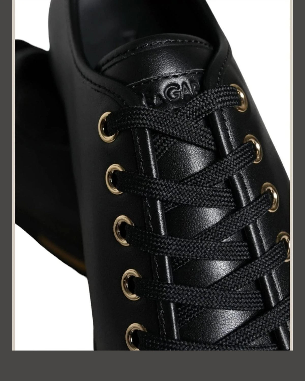 Dolce & Gabbana Black Gold Leather Classic Sneakers Shoes Sneakers