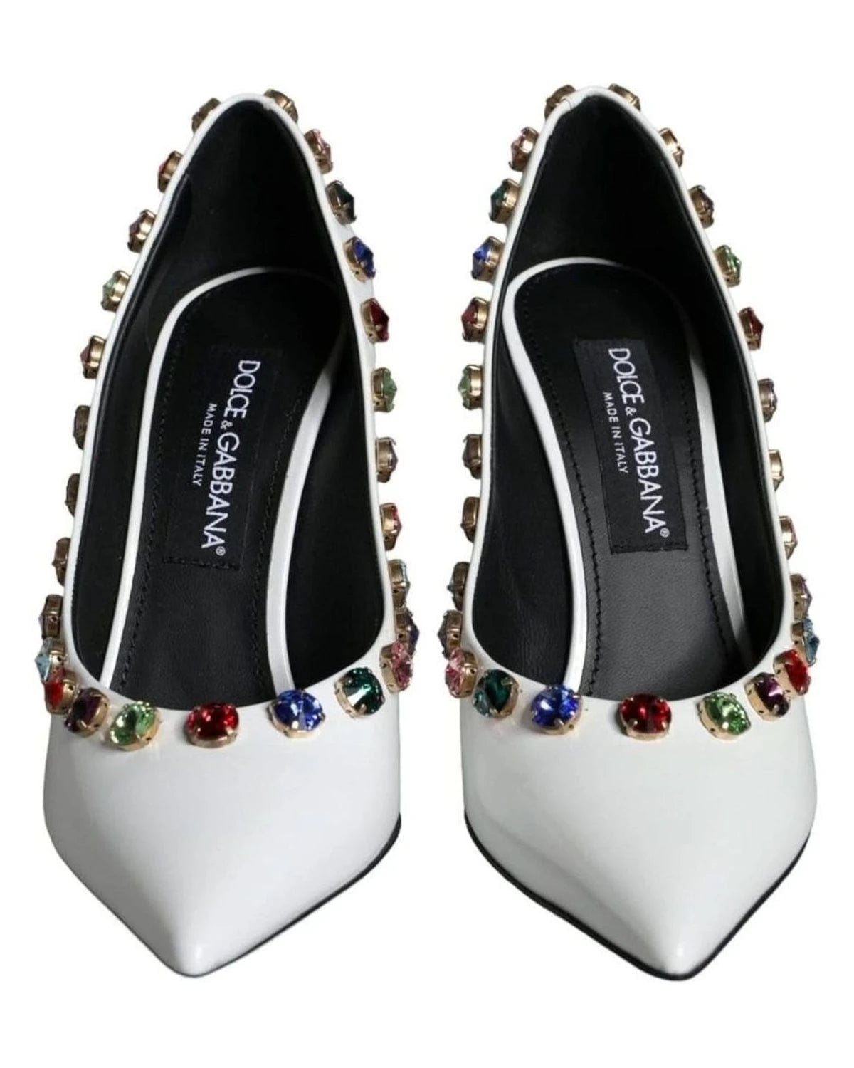 Dolce & Gabbana White Crystal Leather High Heels Pumps Shoes Heels