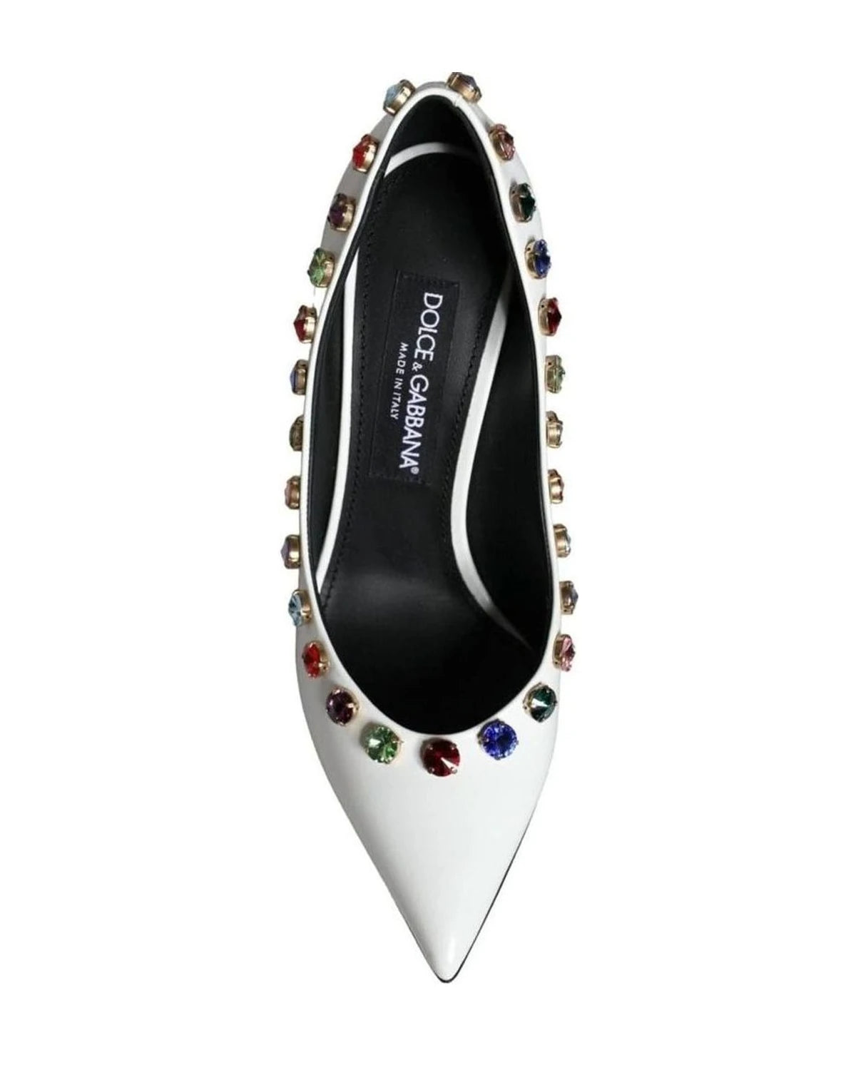 Dolce & Gabbana White Crystal Leather High Heels Pumps Shoes Heels