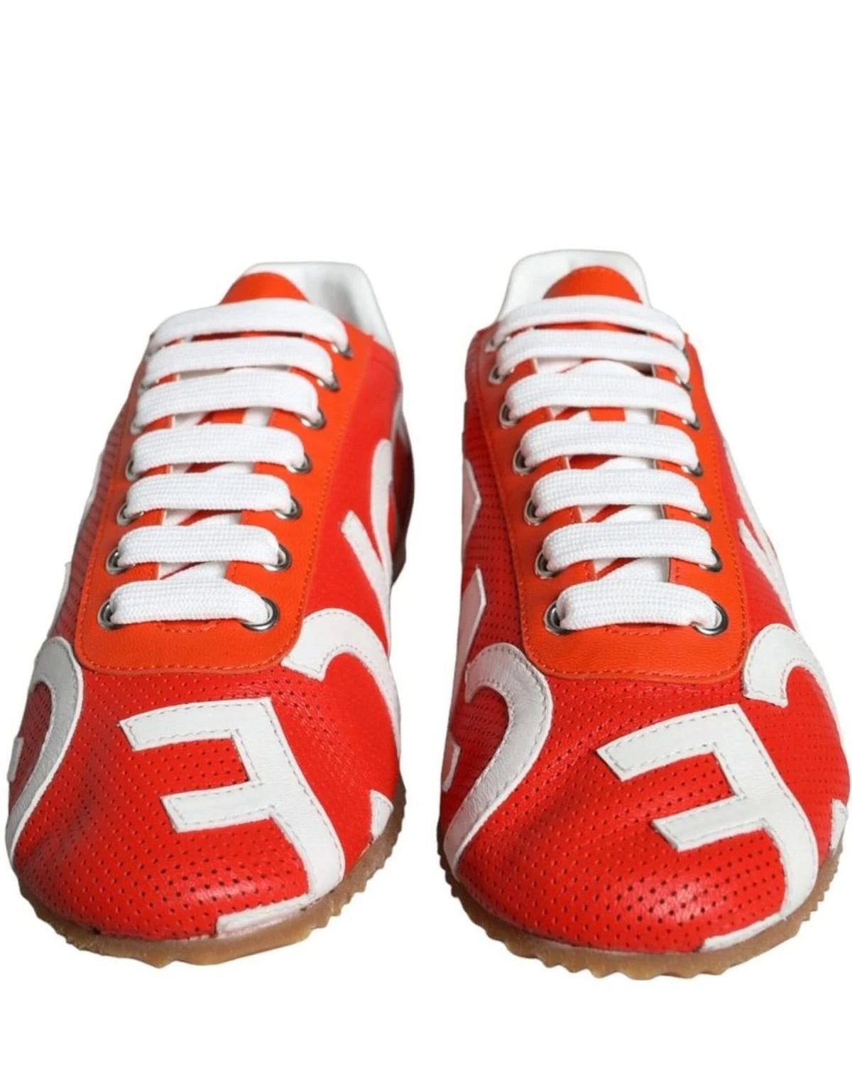 Dolce & Gabbana Red Leather Logo Casual Sneakers Shoes Sneakers