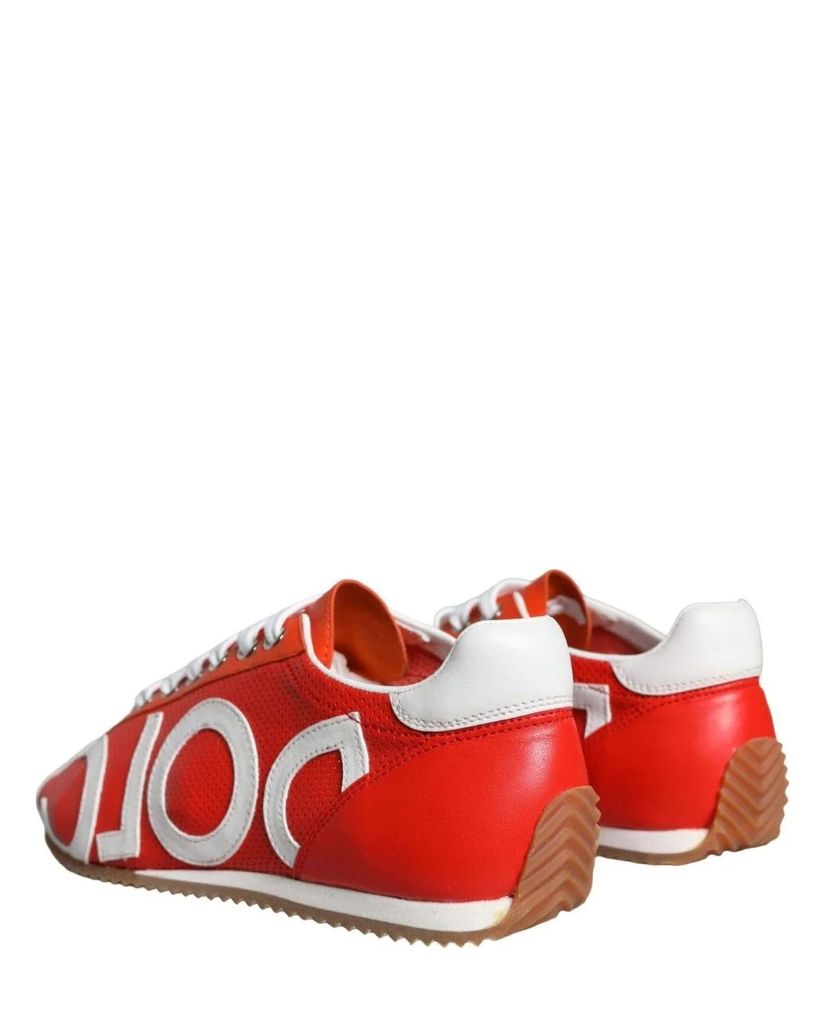 Dolce & Gabbana Red Leather Logo Casual Sneakers Shoes Sneakers