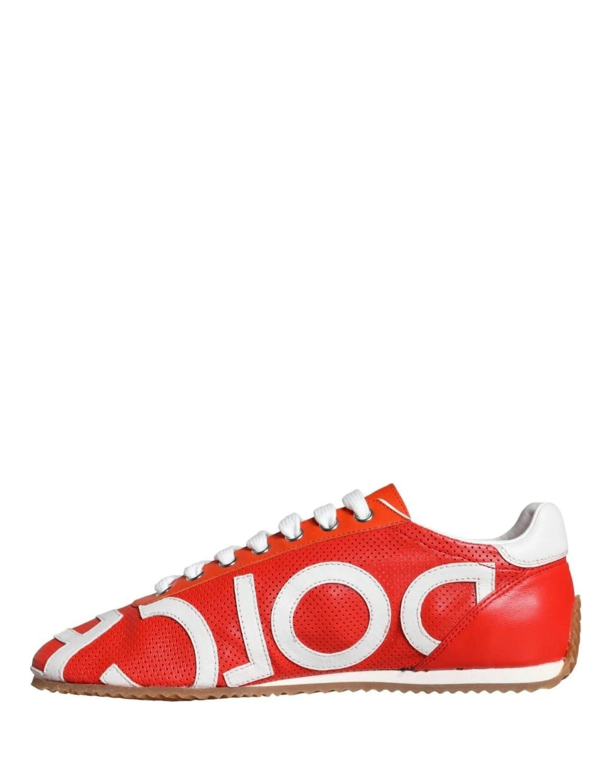 Dolce & Gabbana Red Leather Logo Casual Sneakers Shoes Sneakers