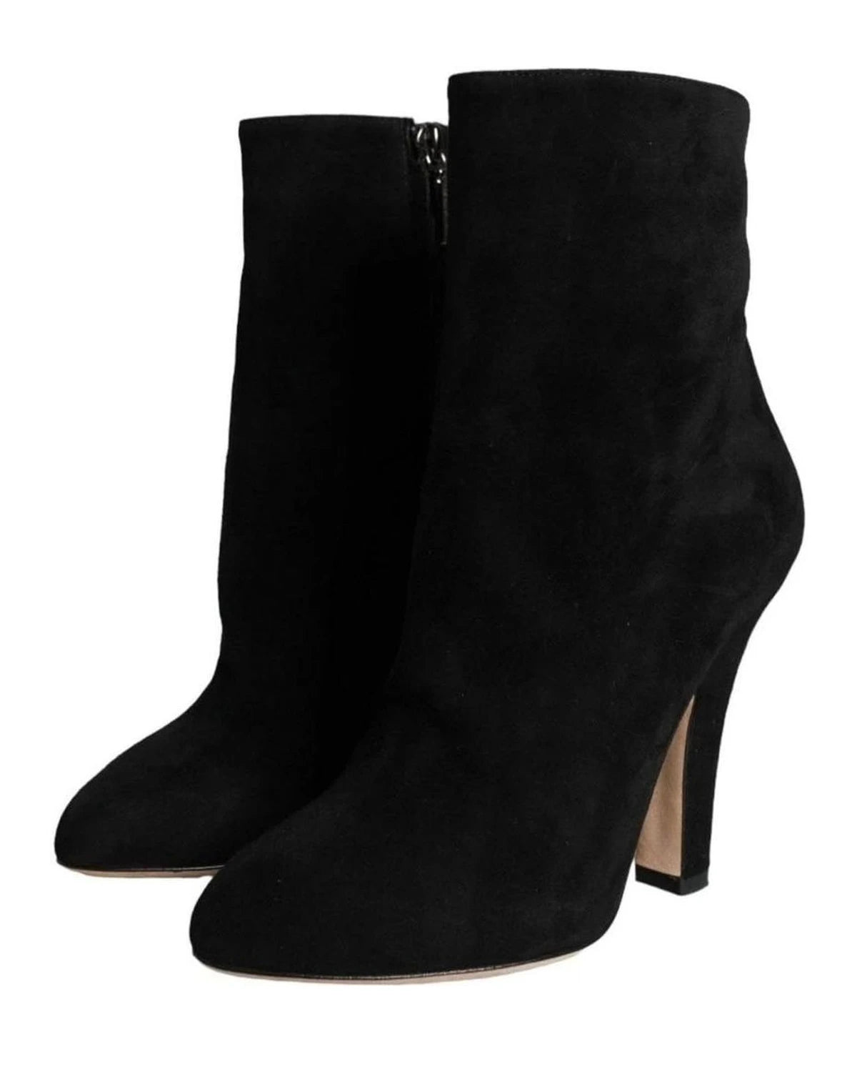 Dolce & Gabbana Black Suede Leather Mid Calf Boots Shoes Boots