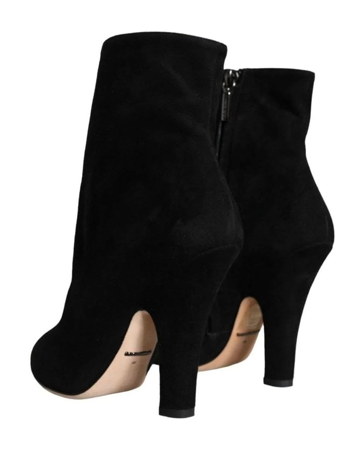 Dolce & Gabbana Black Suede Leather Mid Calf Boots Shoes Boots