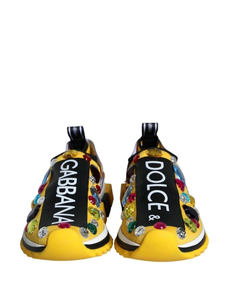Dolce & Gabbana Yellow Sorrento Crystals Sneakers Womens Shoes Sneakers