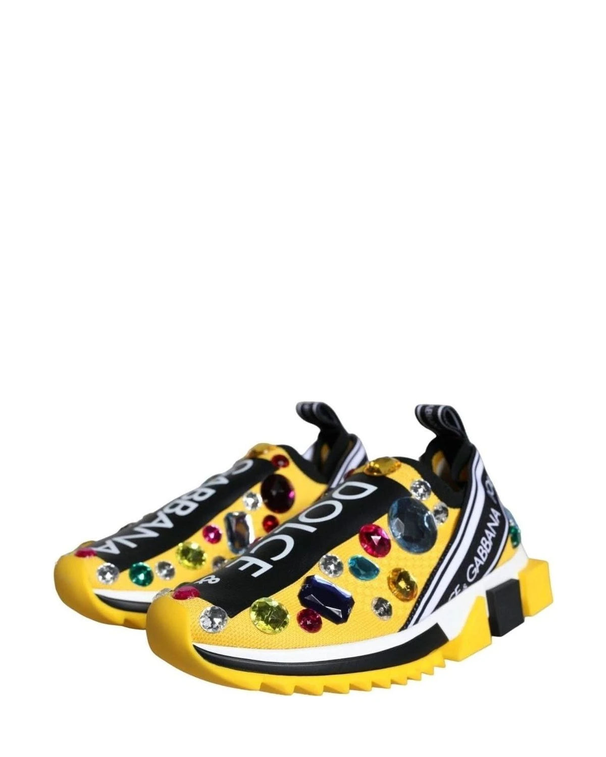 Dolce & Gabbana Yellow Sorrento Crystals Sneakers Womens Shoes Sneakers