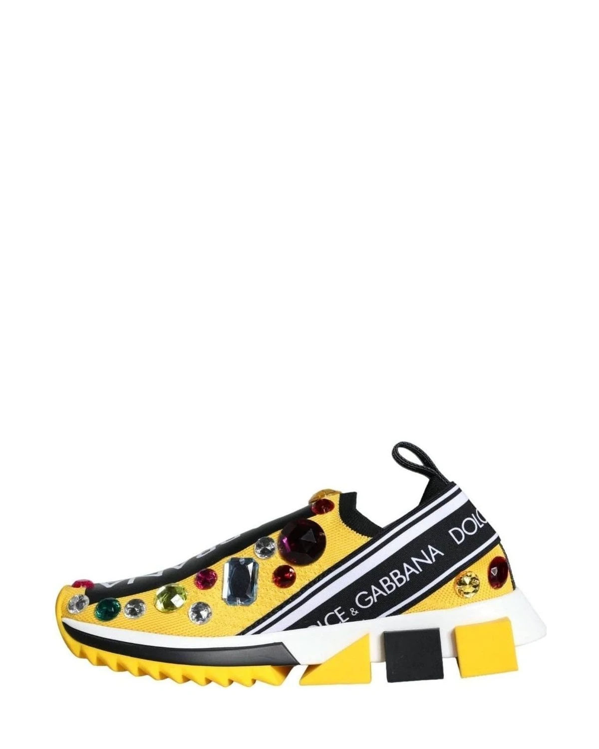 Dolce & Gabbana Yellow Sorrento Crystals Sneakers Womens Shoes Sneakers