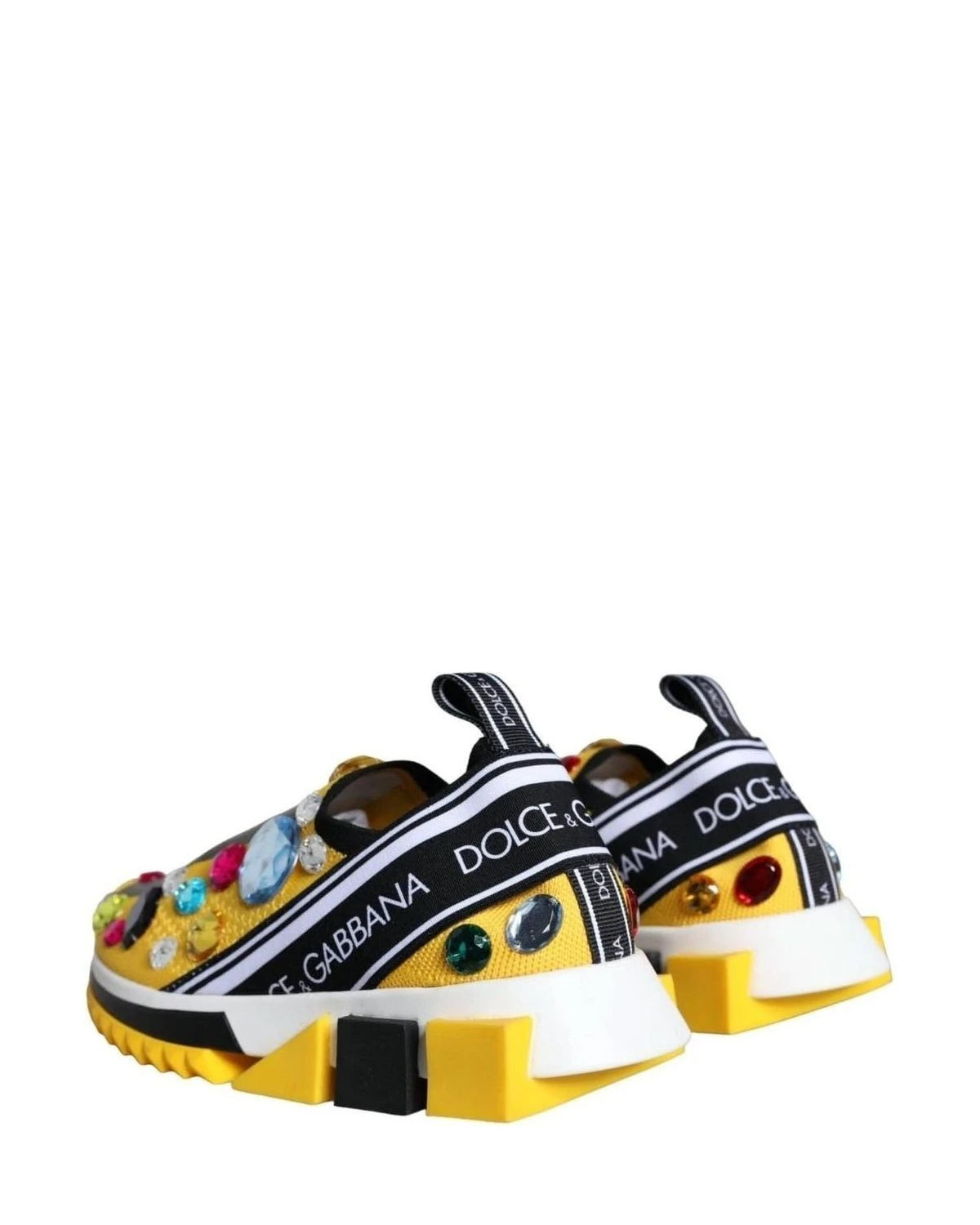 Dolce & Gabbana Yellow Sorrento Crystals Sneakers Womens Shoes Sneakers