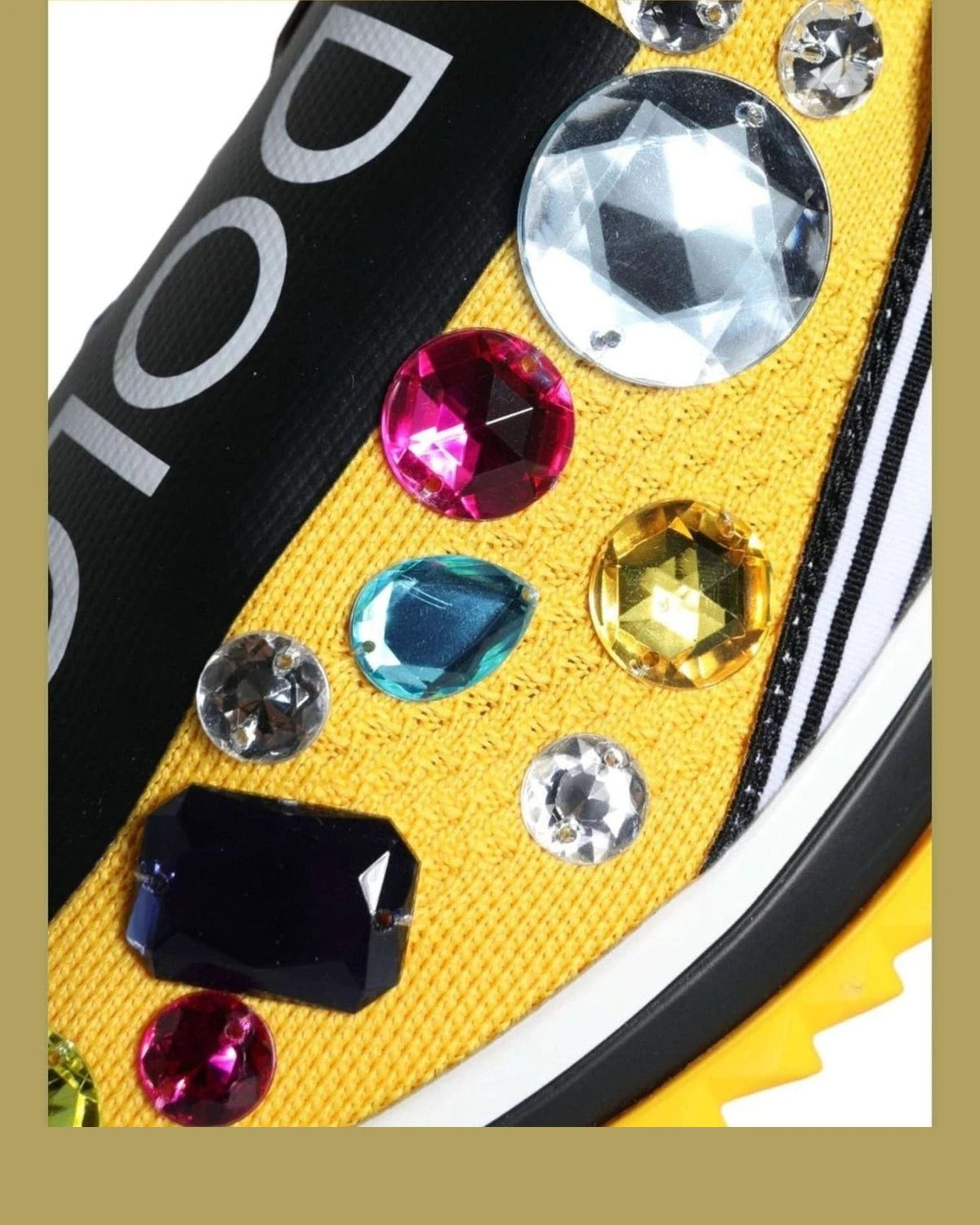 Dolce & Gabbana Yellow Sorrento Crystals Sneakers Womens Shoes Sneakers
