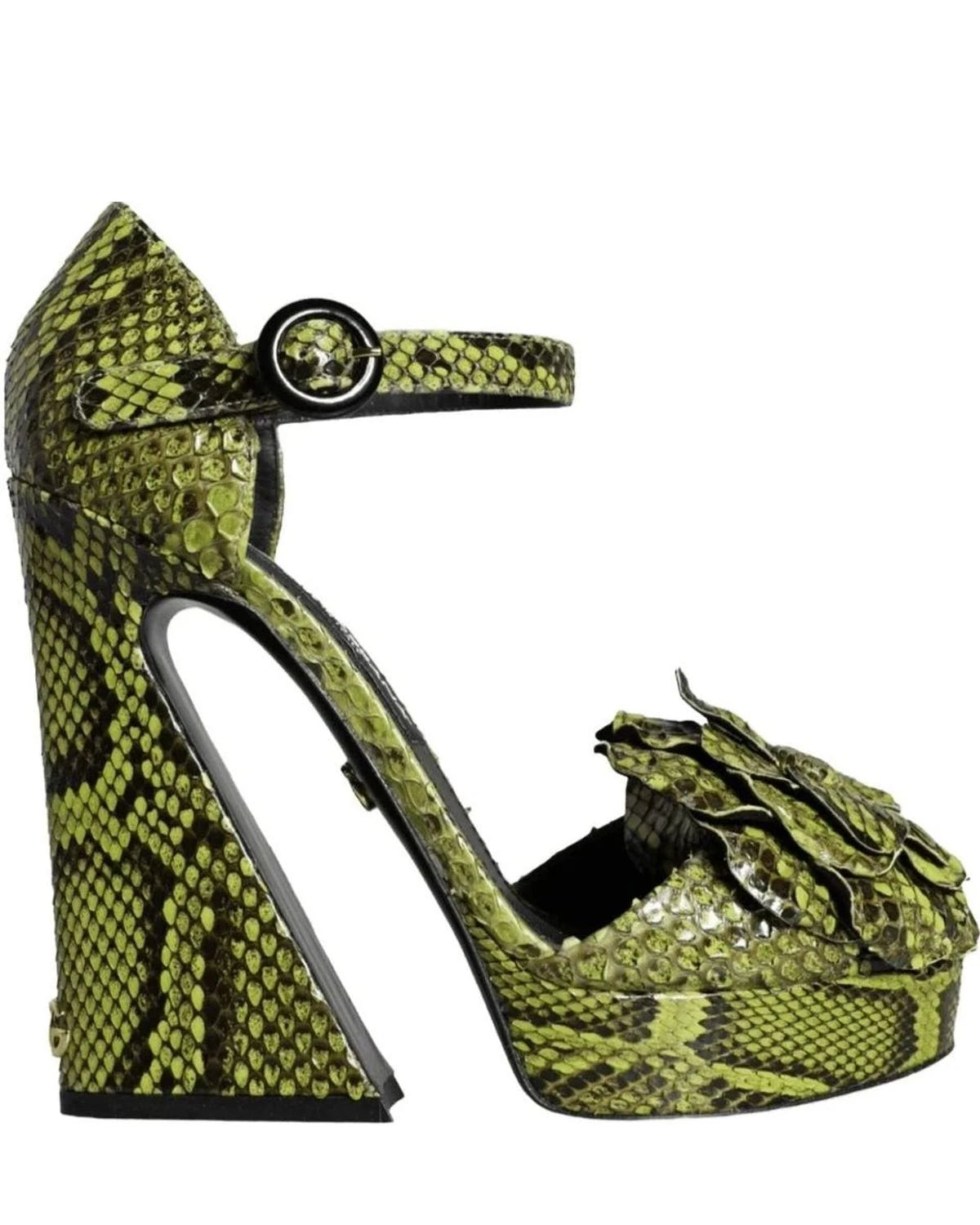 Dolce & Gabbana Green Exotic Leather Ankle Strap Heels Sandals Shoes Heels