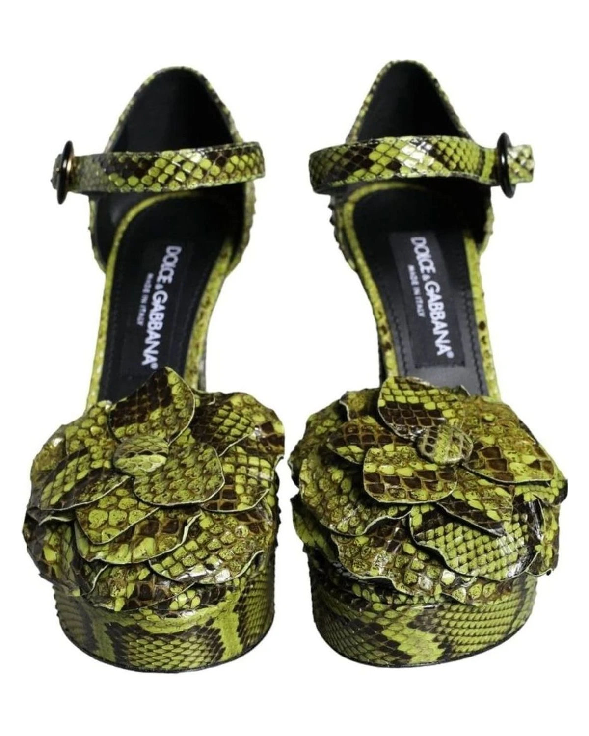 Dolce & Gabbana Green Exotic Leather Ankle Strap Heels Sandals Shoes Heels