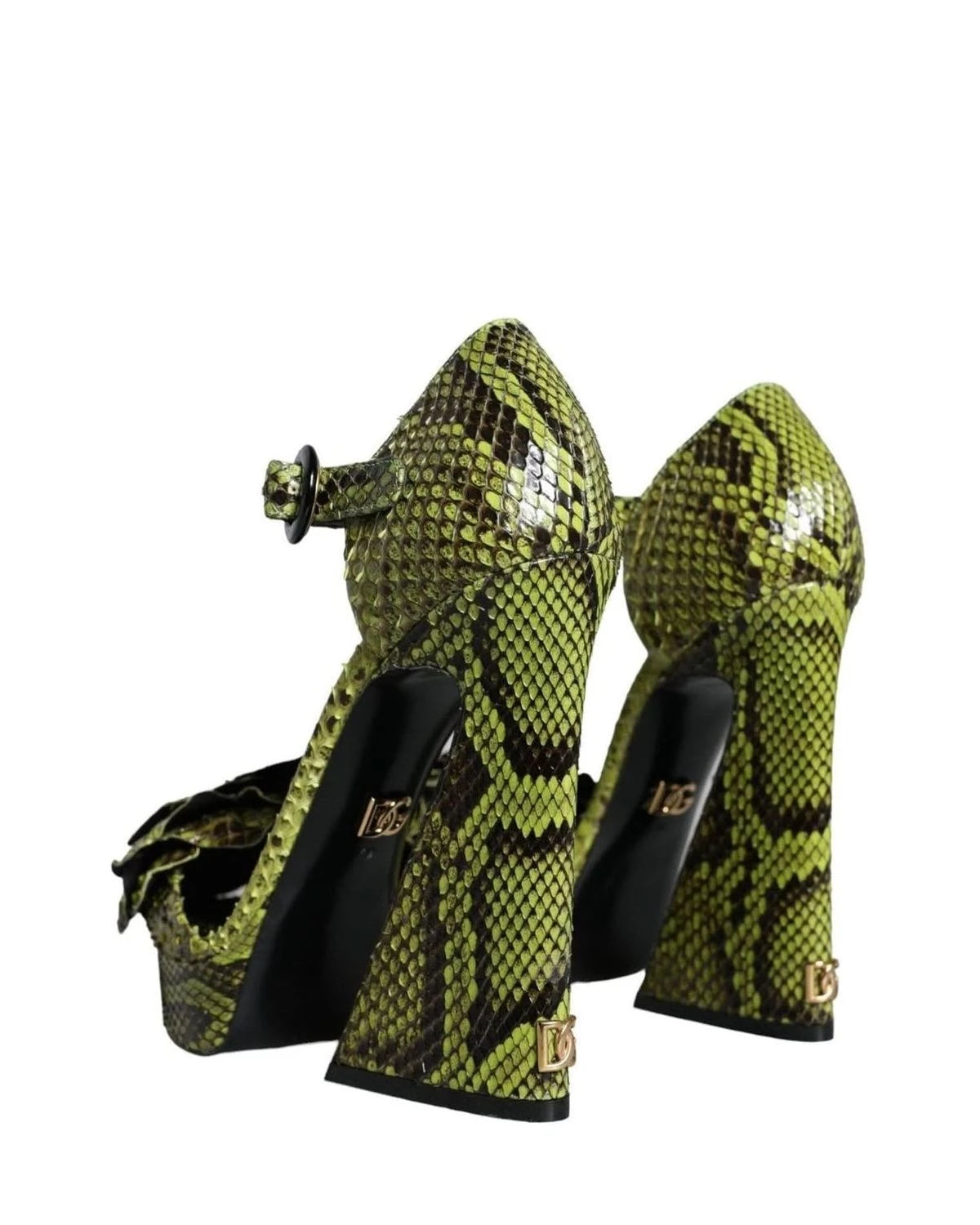 Dolce & Gabbana Green Exotic Leather Ankle Strap Heels Sandals Shoes Heels