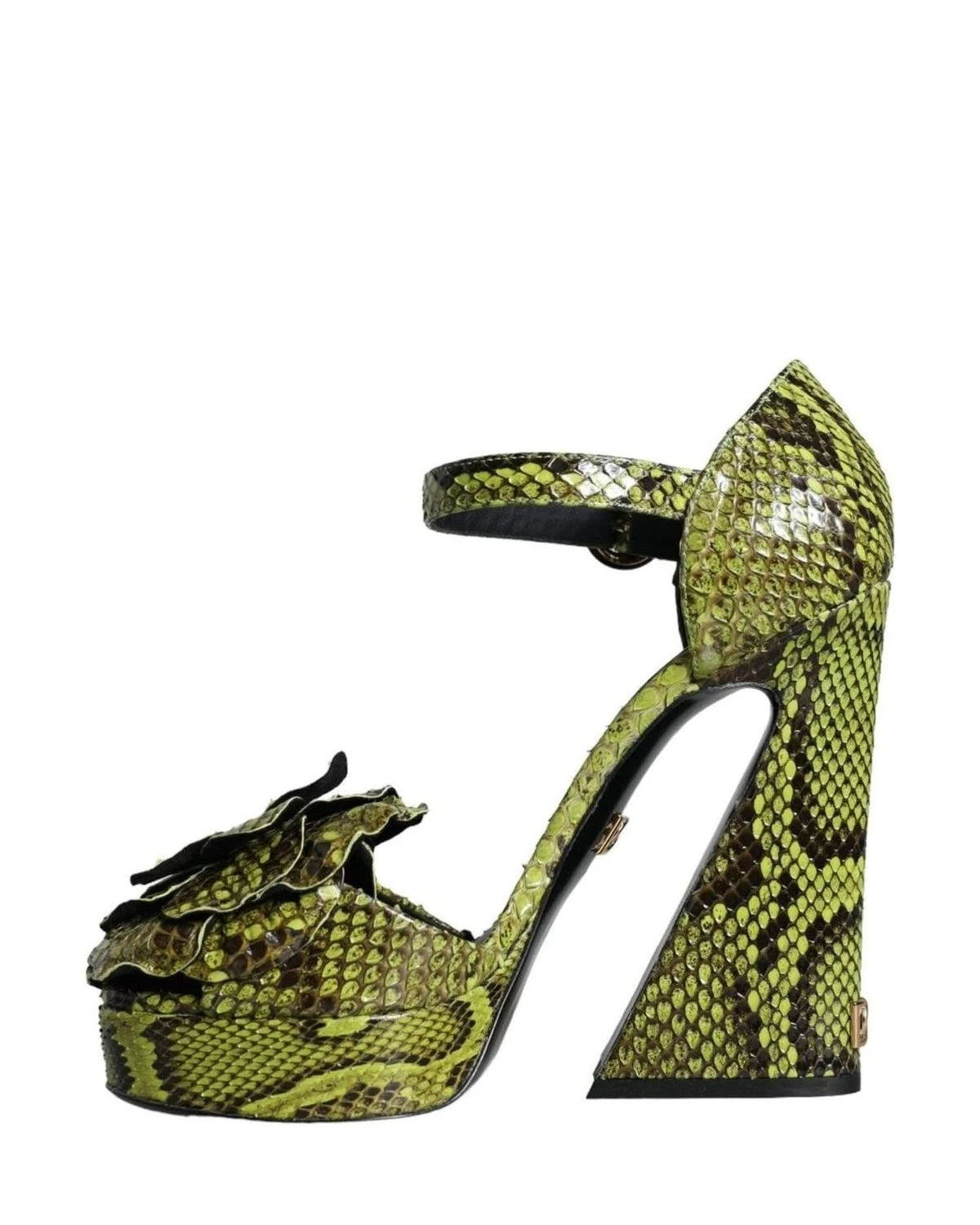 Dolce & Gabbana Green Exotic Leather Ankle Strap Heels Sandals Shoes Heels