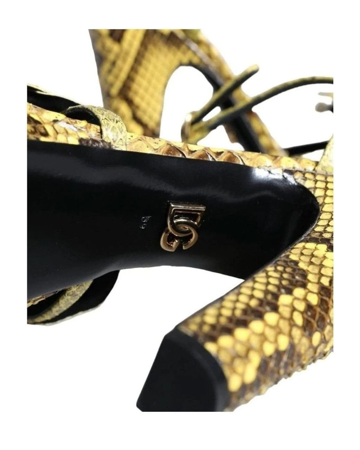 Dolce & Gabbana Yellow Exotic Leather Ankle Strap Heels Sandals Shoes Heels