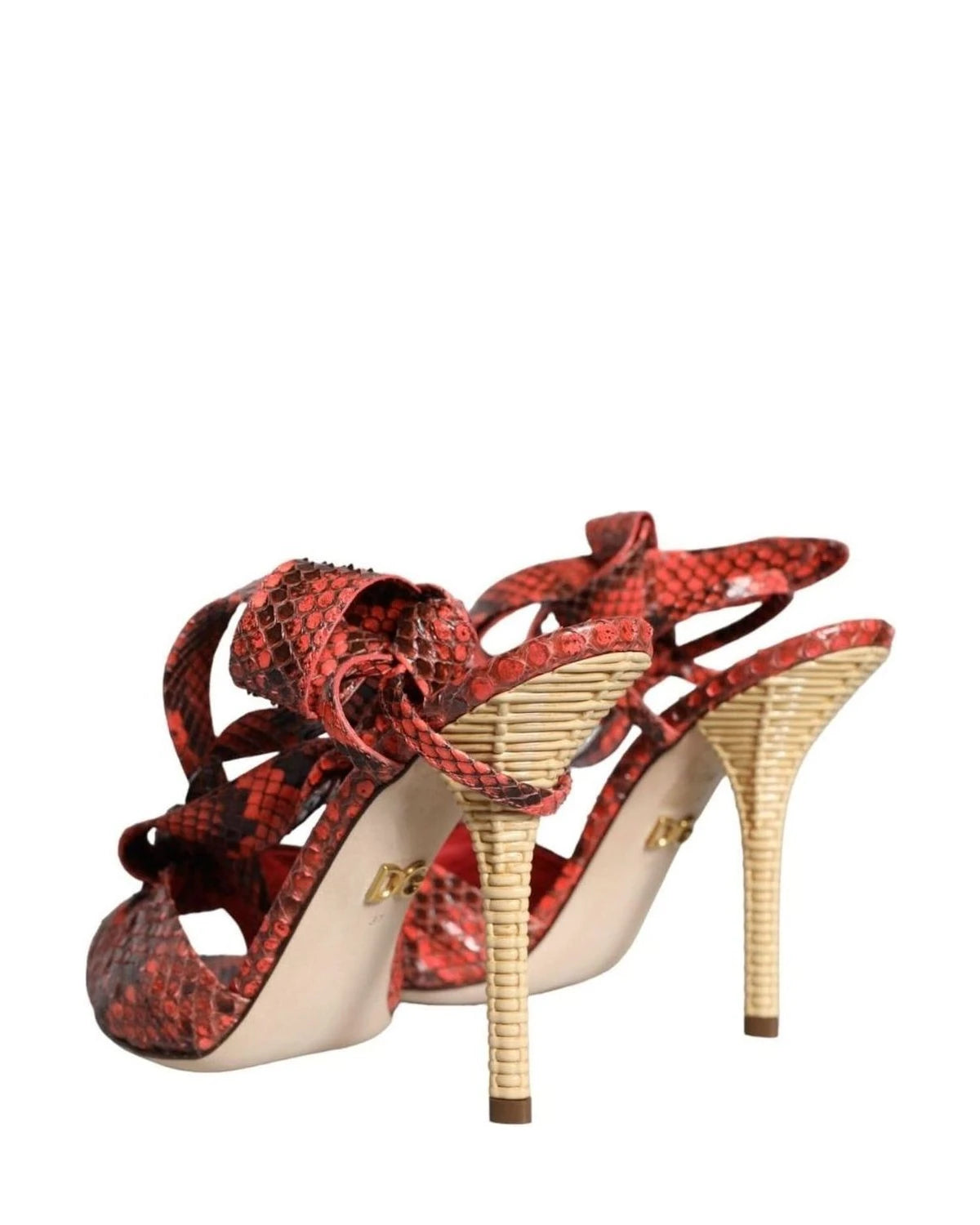 Dolce & Gabbana Coral Exotic Leather Heels Sandals Shoes Heels