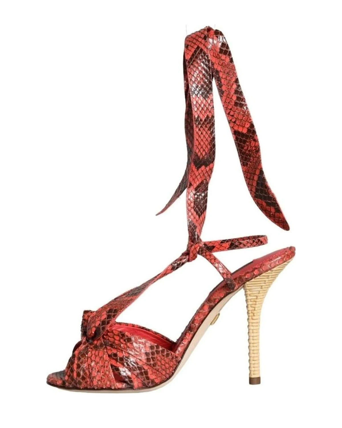 Dolce & Gabbana Coral Exotic Leather Heels Sandals Shoes Heels