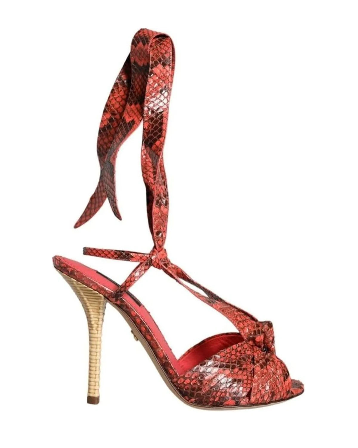 Dolce & Gabbana Coral Exotic Leather Heels Sandals Shoes Heels